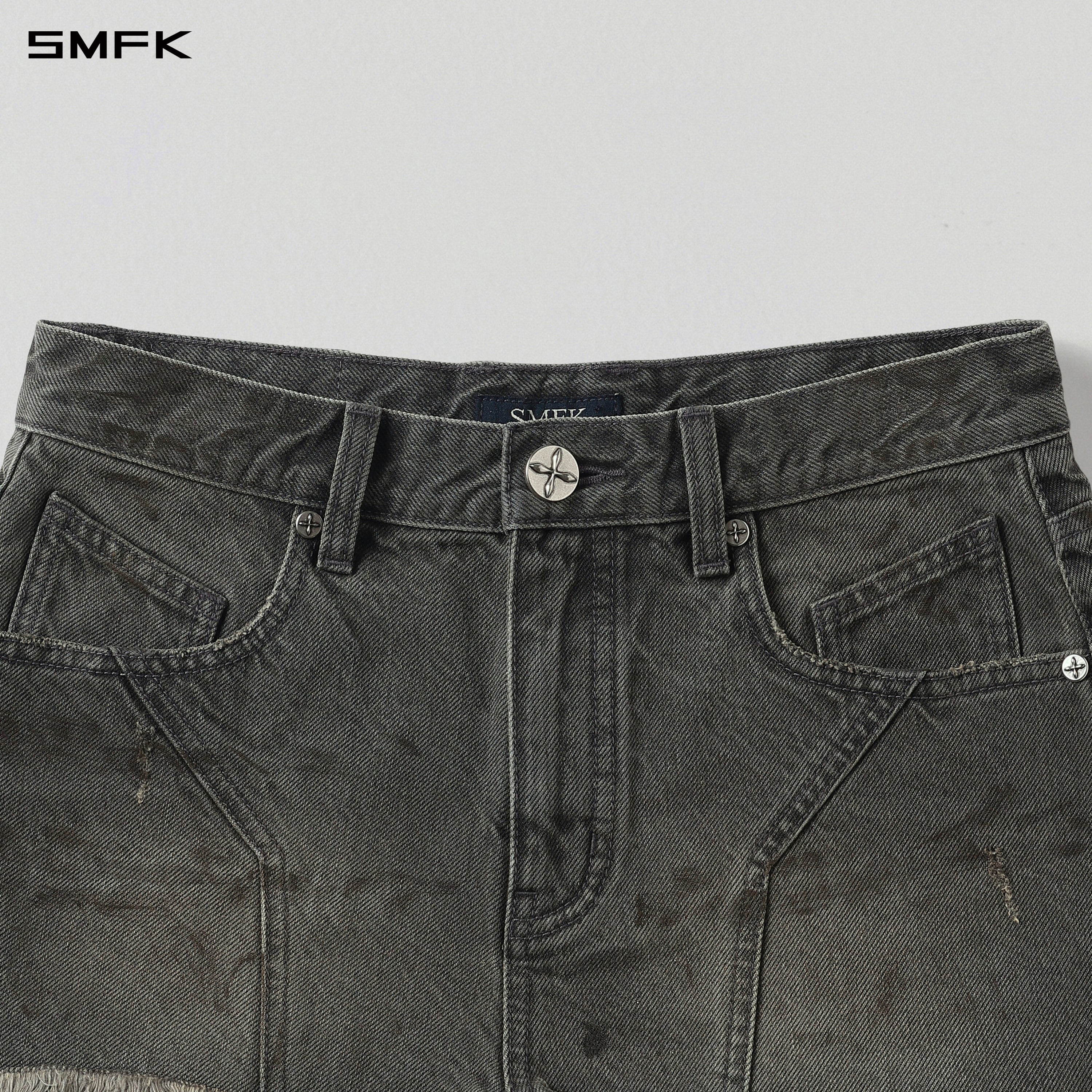 MIRAGE PRISM REMAKE DIRTY DENIM SHORTS/DIRTY DENIM COTTON/W STORM GREY