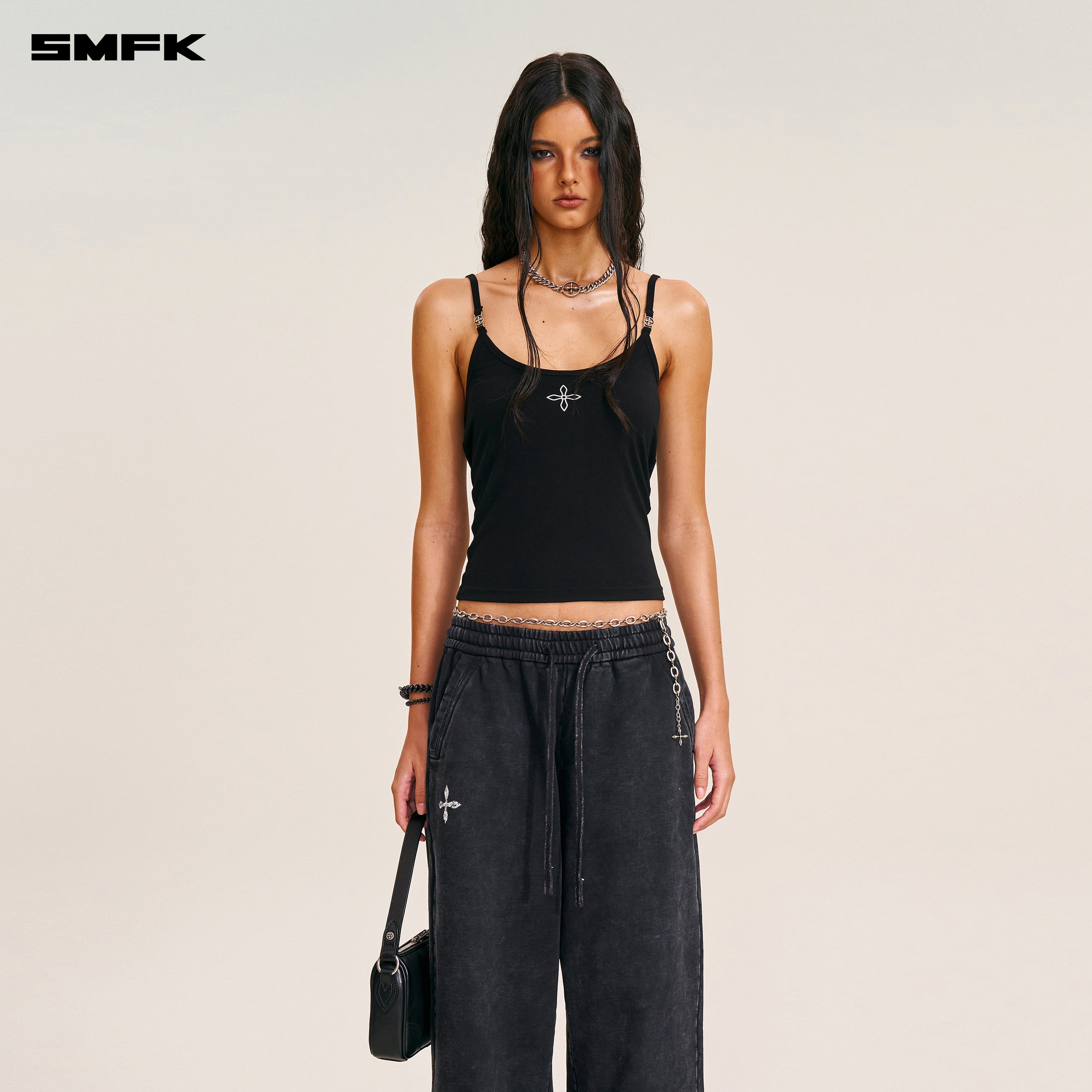 VINTAGE-SAVAGE LOOSE SPORTS PANTS/FADE DYE WILD BLACK