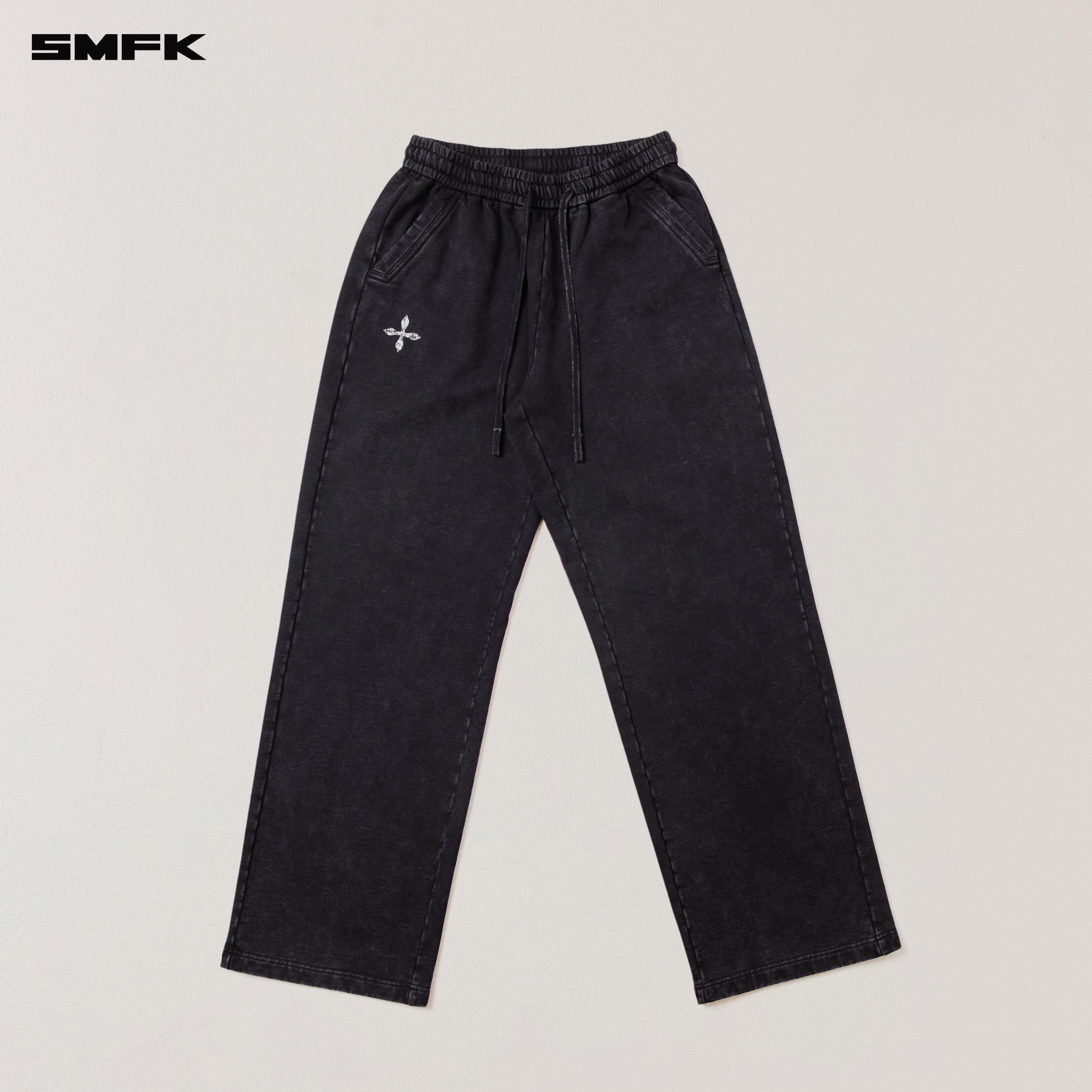 VINTAGE-SAVAGE LOOSE SPORTS PANTS/FADE DYE WILD BLACK