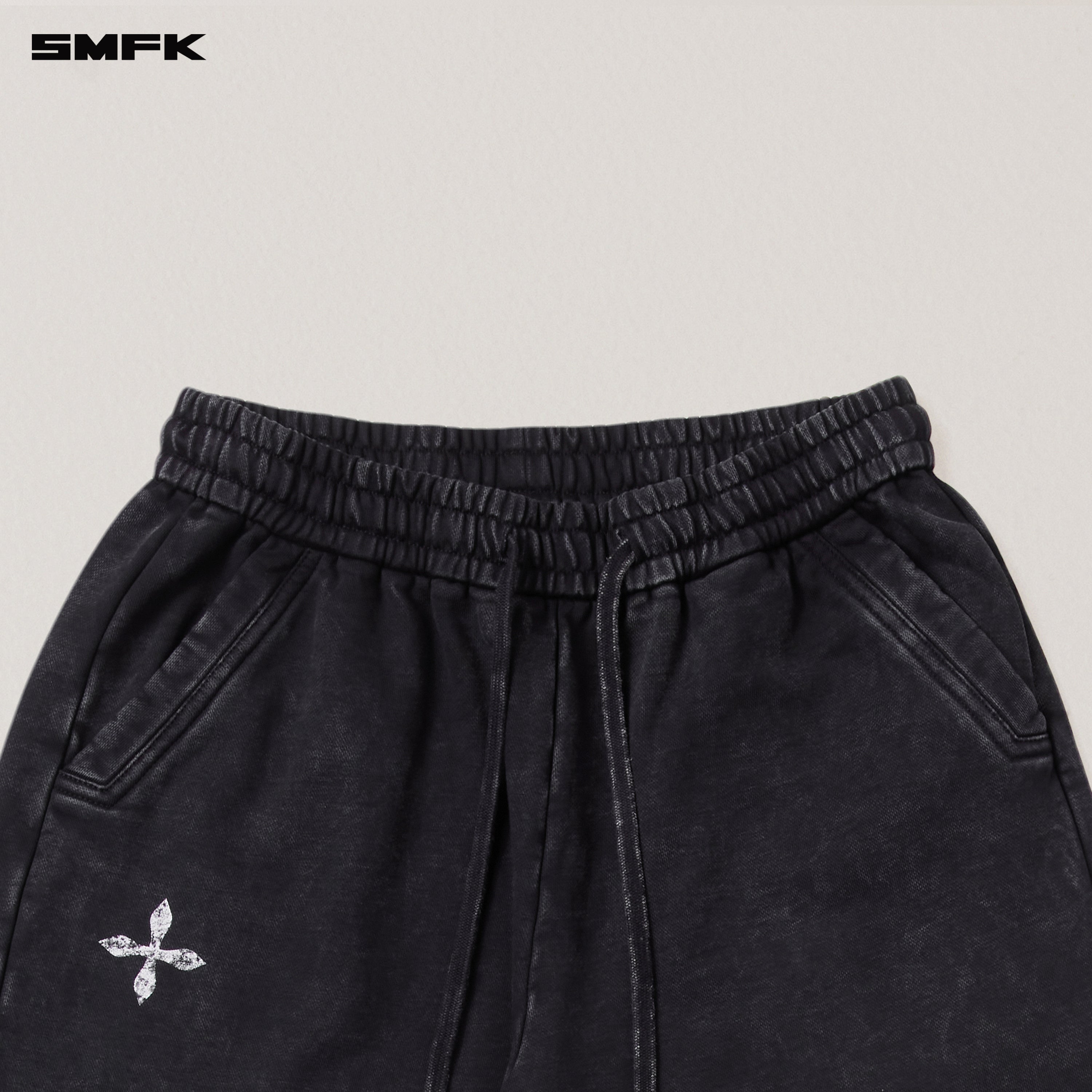 VINTAGE-SAVAGE LOOSE SPORTS PANTS/FADE DYE WILD BLACK