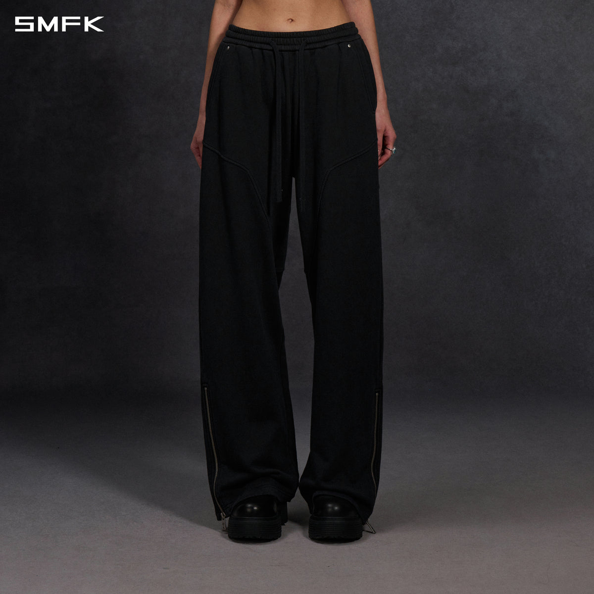 MYTH AEOLUS EVOLVE LOOSE KINTED PANTS /COLD DYE/U COLD DYE BLACK