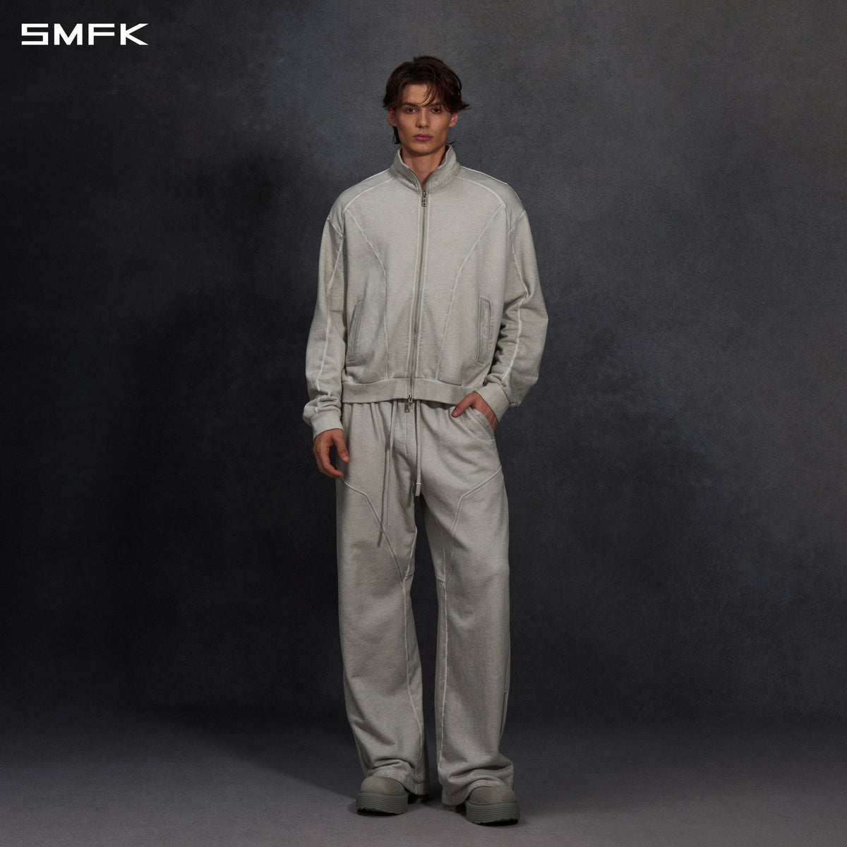 MYTH AEOLUS EVOLVE LOOSE KINTED PANTS /COLD DYE/U CLOUD GREY
