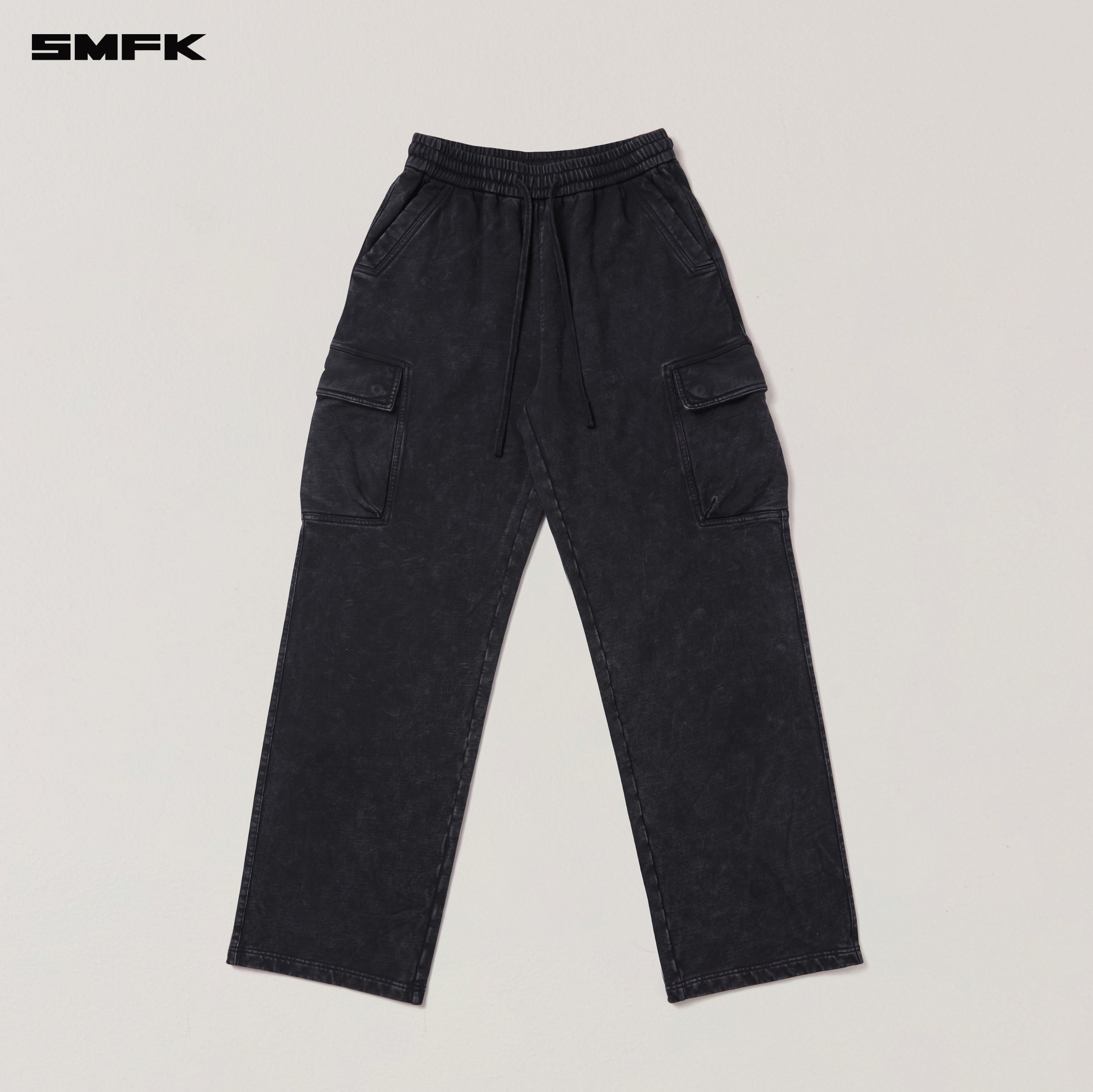VINTAGE-SAFARI LOOSE SPORTS PANTS/FADE DYE WILD BLACK