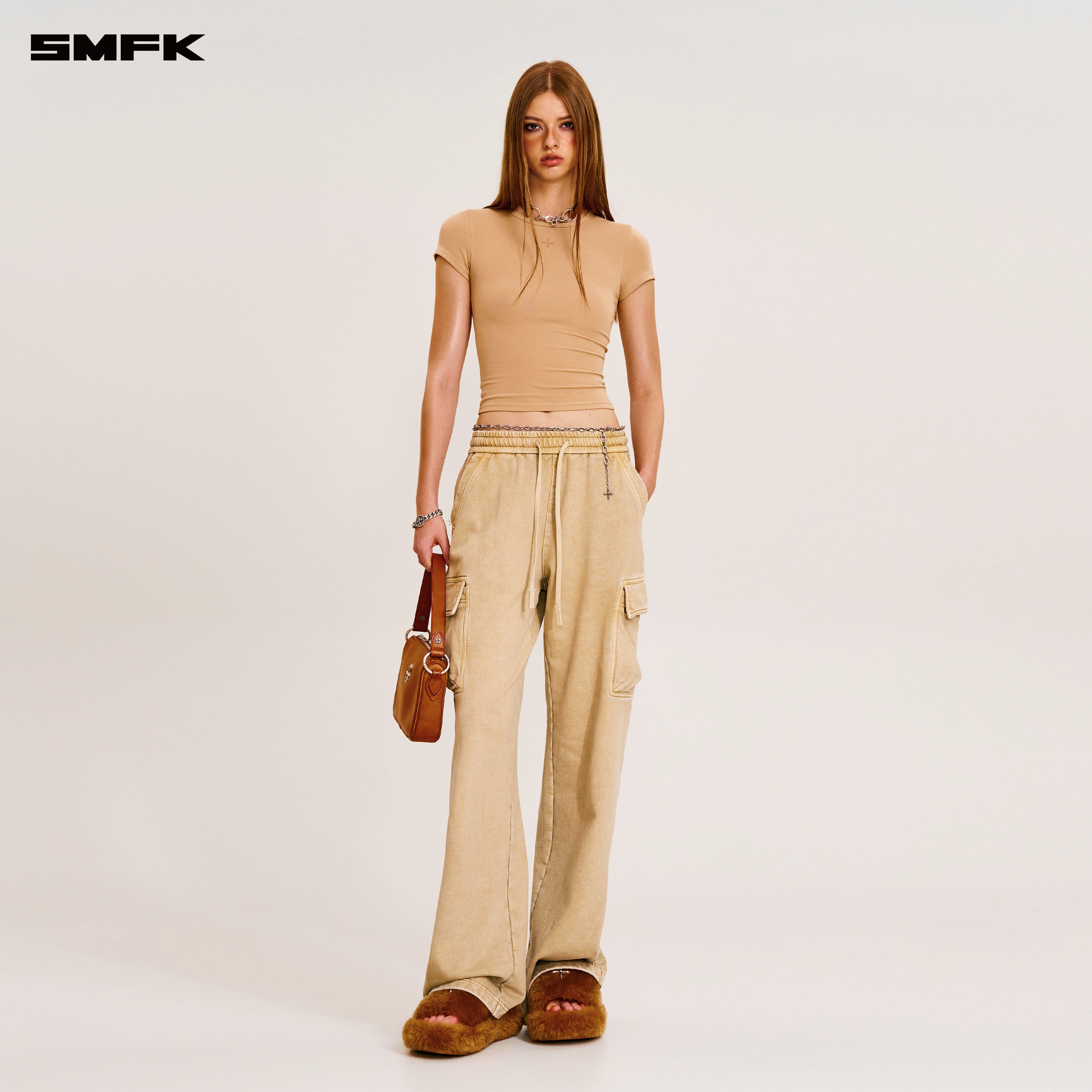VINTAGE-SAFARI LOOSE SPORTS PANTS/FADE DYE FADING DESERT