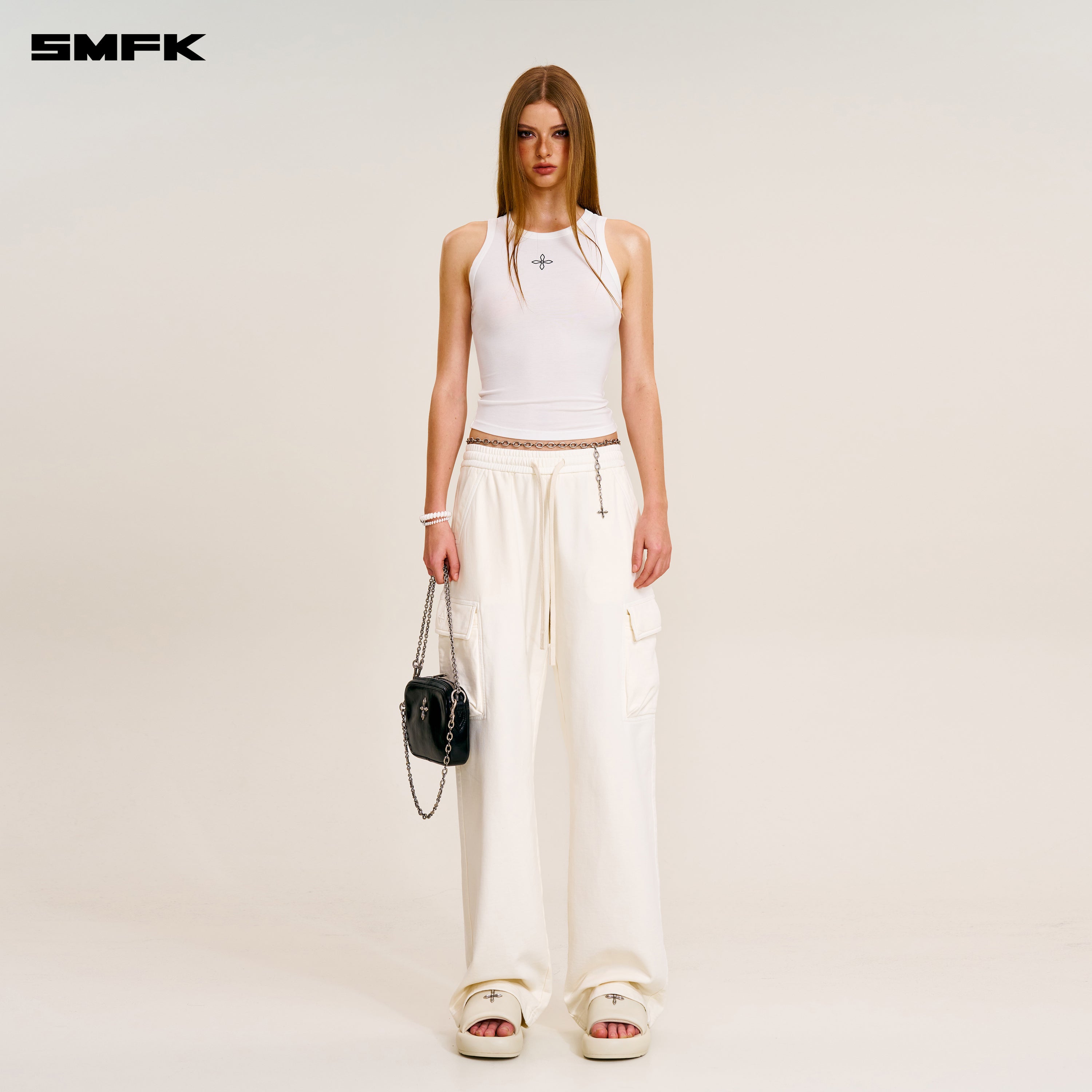 VINTAGE-SAFARI LOOSE SPORTS PANTS/FADE DYE SNOW MOUNTAIN WHITE