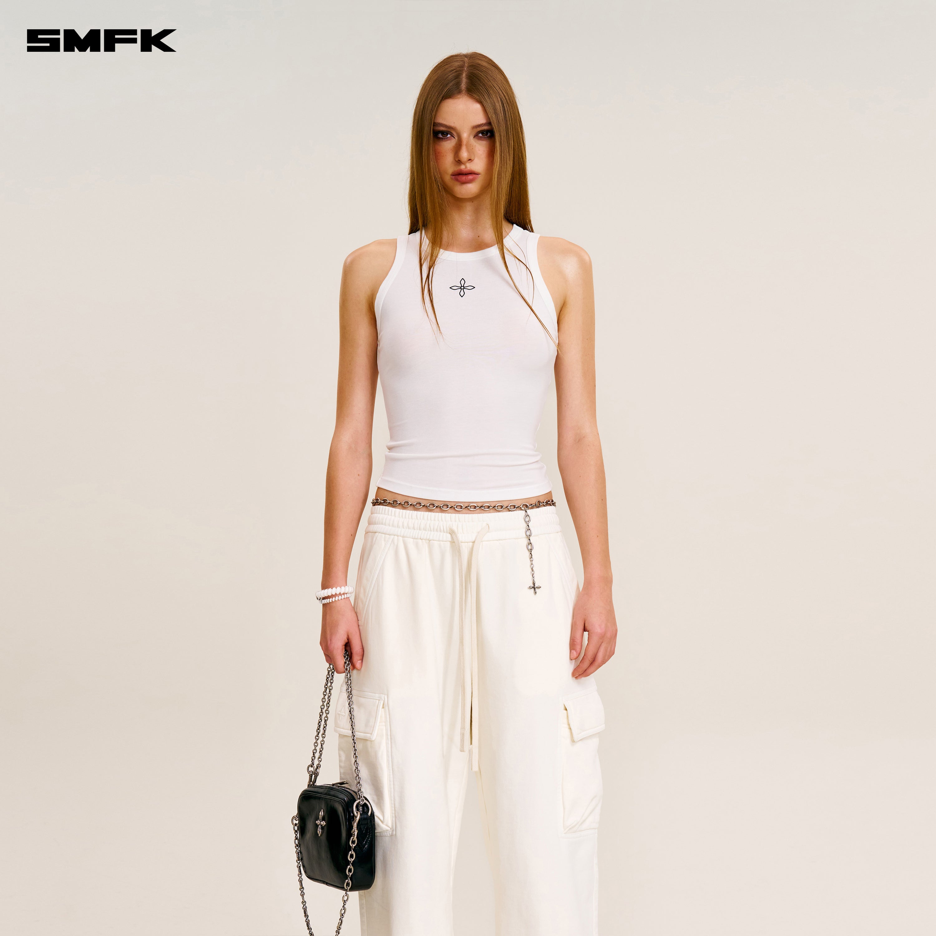 VINTAGE-SAFARI LOOSE SPORTS PANTS/FADE DYE SNOW MOUNTAIN WHITE