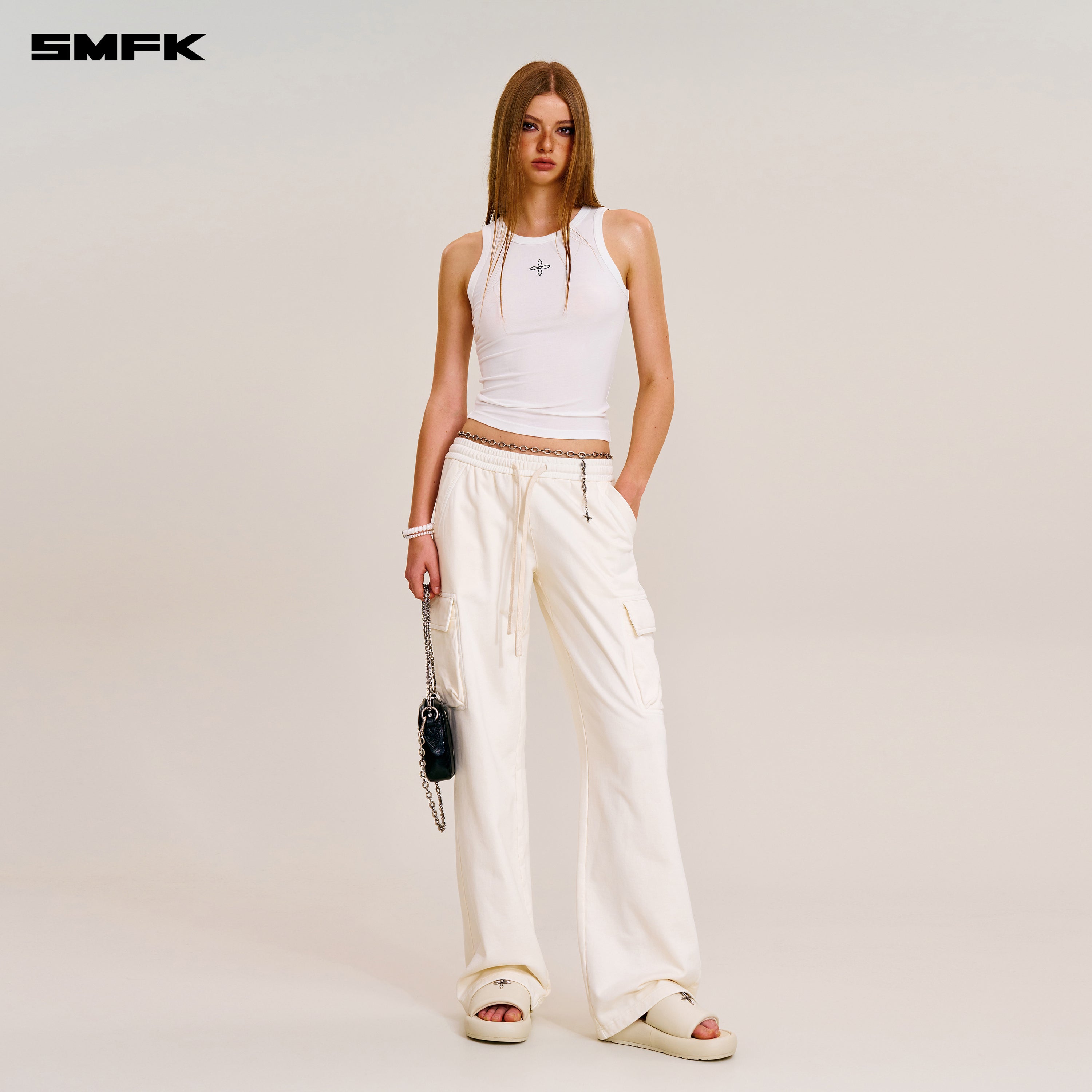VINTAGE-SAFARI LOOSE SPORTS PANTS/FADE DYE SNOW MOUNTAIN WHITE