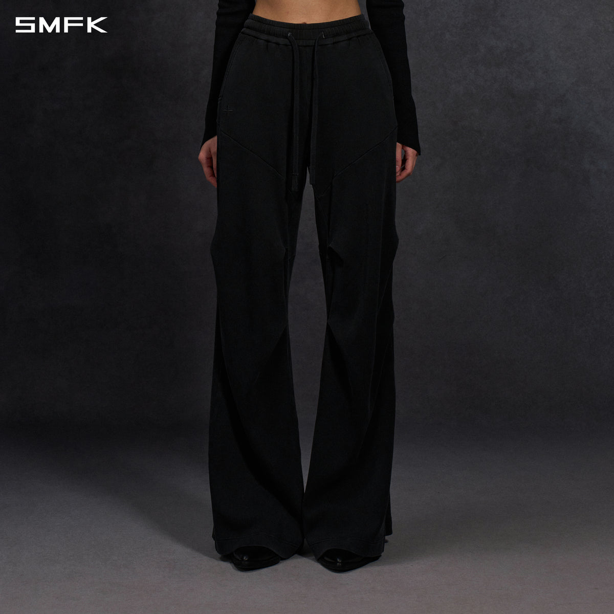 MYTH AEOLUS DECONSTRUCT STRT PANTS/COLD DYE/W COLD DYE BLACK