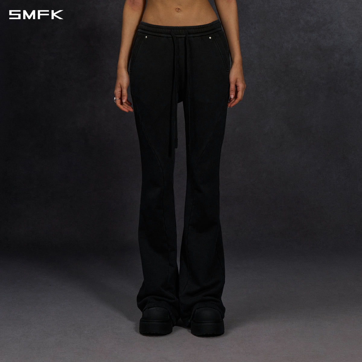 MYTH AEOLUS MUTATION FLARE PANTS/COLD DYE/W COLD DYE BLACK