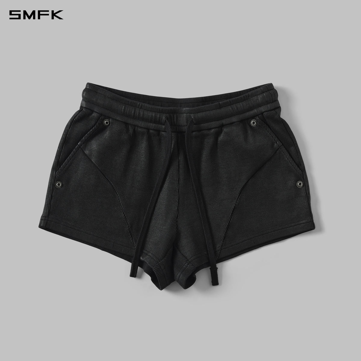MYTH AEOLUS EVOLUTION COLD DYE RIB KNIT SHORTS/COLD DYE+WAX/W INK BLACK