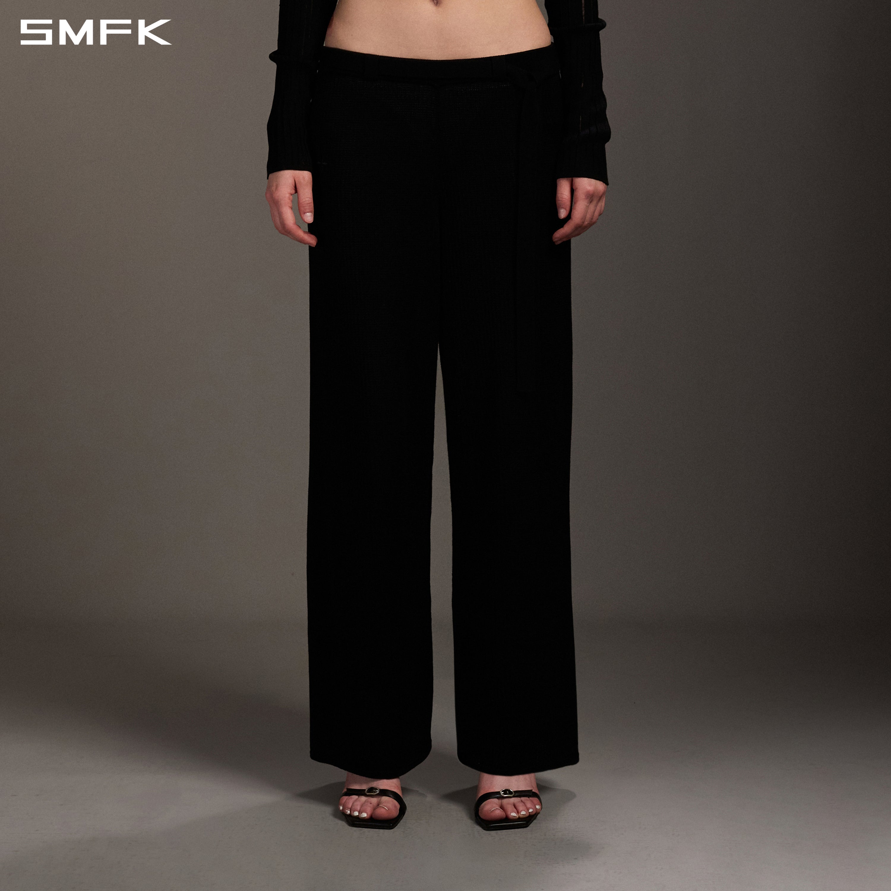 MYTH SEER STRT KNIT PANTS/TENCEL+SILK WILD BLACK