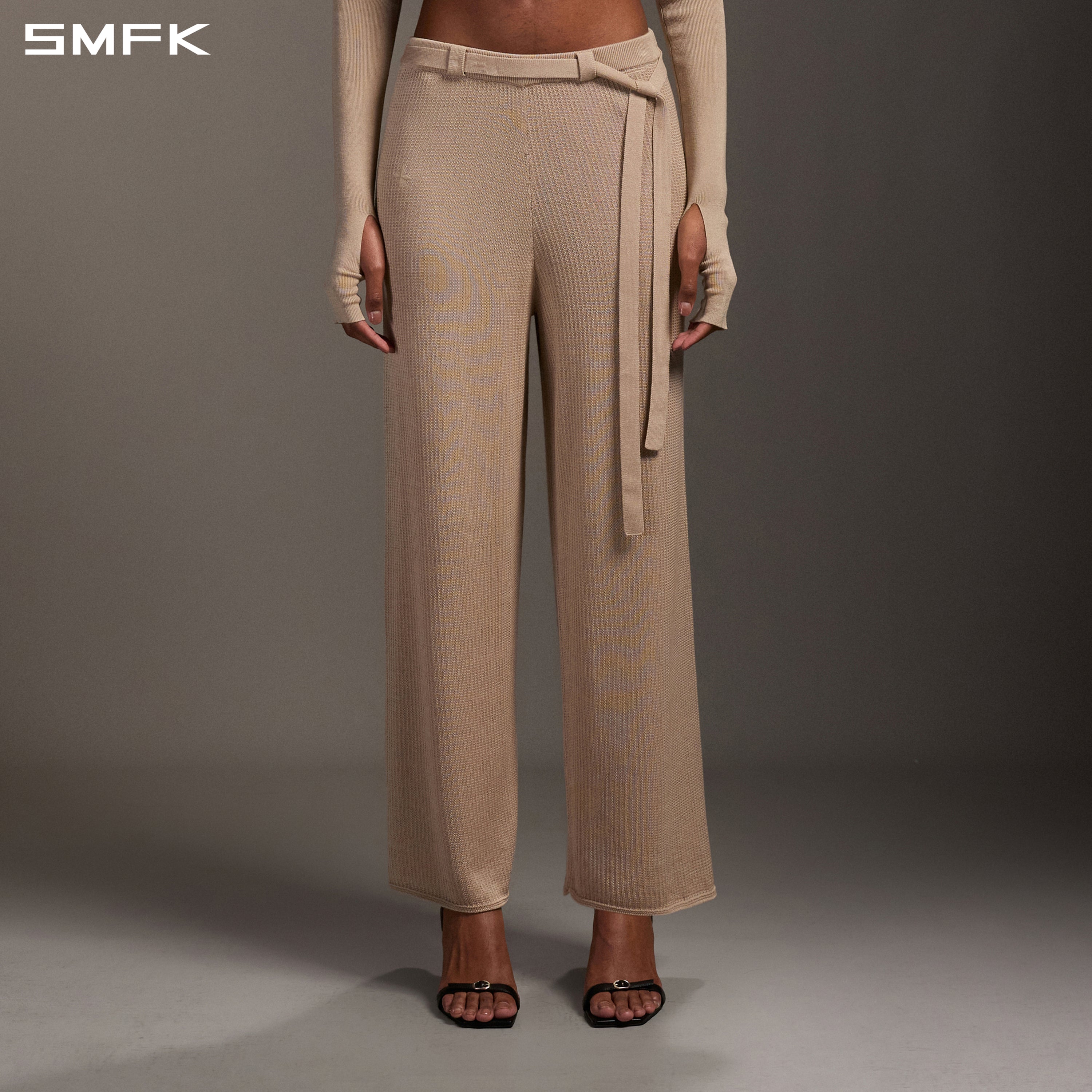 MYTH SEER STRT KNIT PANTS/TENCEL+SILK FRESH SKIN