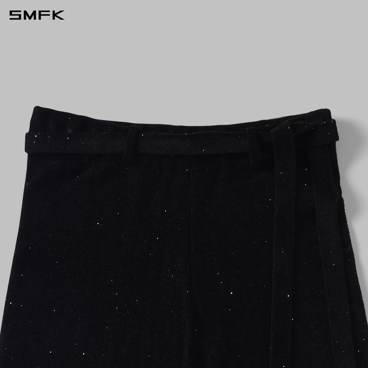 MYTH SIREN EVENING FLARED KNIT PANTS/STARRY VELVET GALAXY BLACK