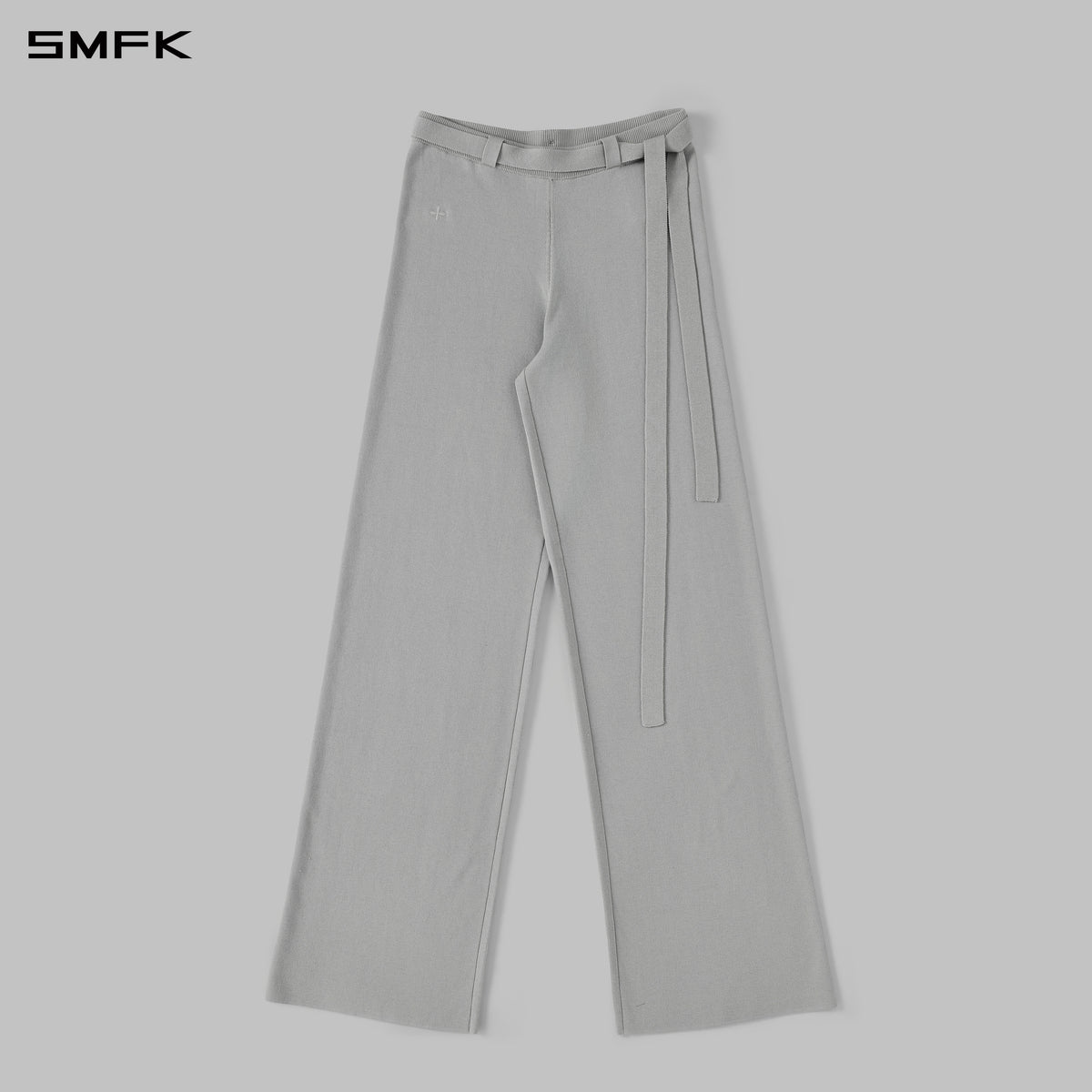 MYTH SIREN EVENING FLARED KNIT PANTS/LENZING TENCEL+SILK+COTTON GLACIER GREY