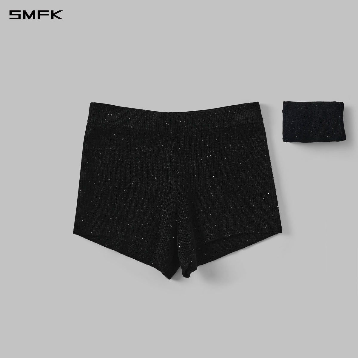 MYTH AEOLUS EVENING V-NECK KNIT SHORTS/STARRY VELVET GALAXY BLACK