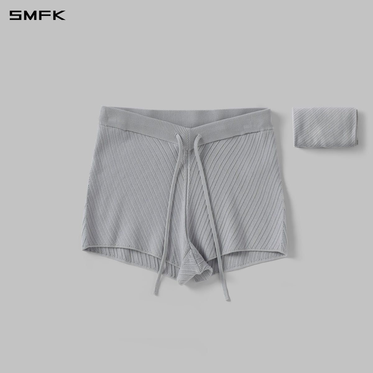 MYTH AEOLUS EVENING V-NECK KNIT SHORTS/LENZING TENCEL+SILK+COTTON GLACIER GREY