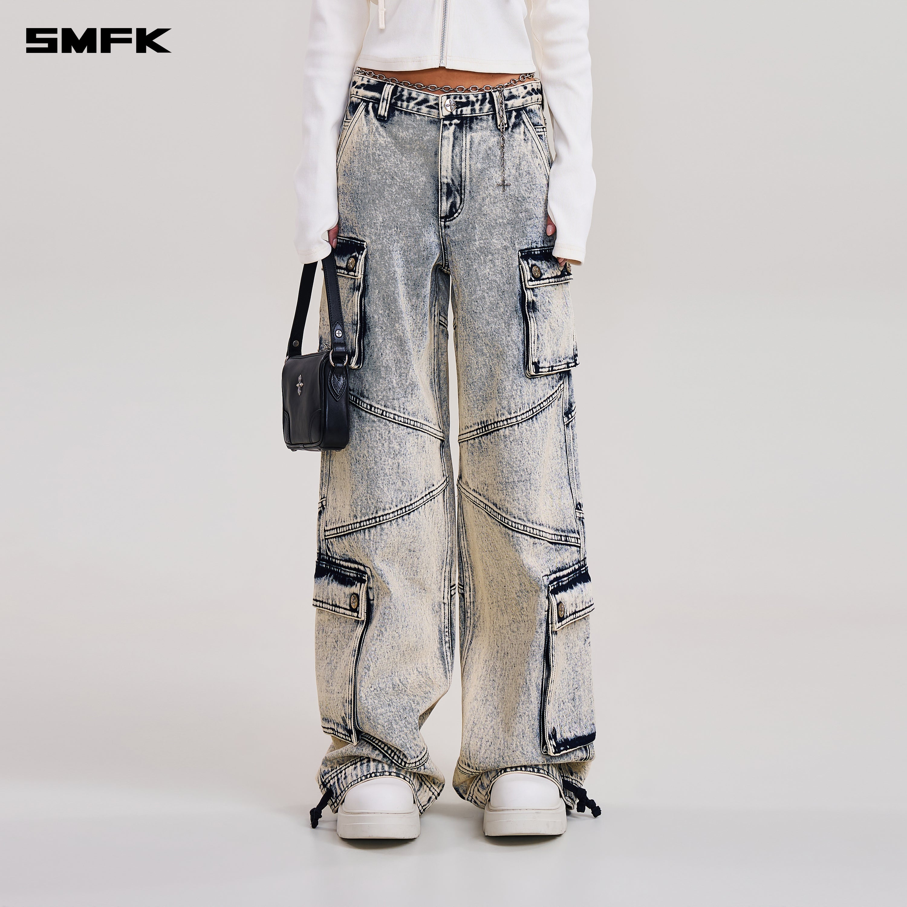 COMPASS RETRO TOWER CARGO PANTS WHITE SNOWFLAKE