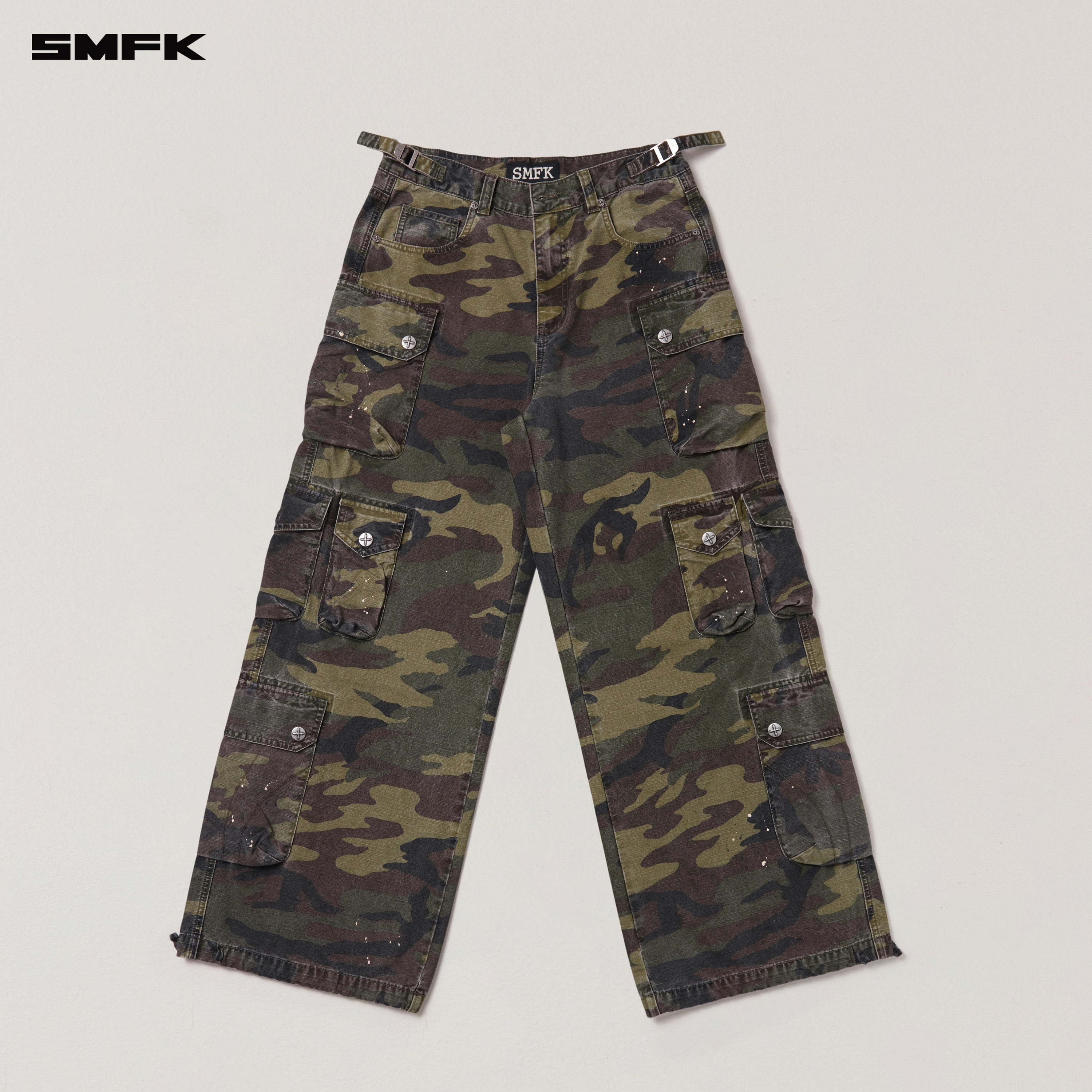 RAGE WILD ORIGIN HANDCRAFT TOWER CAMO CARGO PANTS ARMY GREEN CAMOUFLAGE