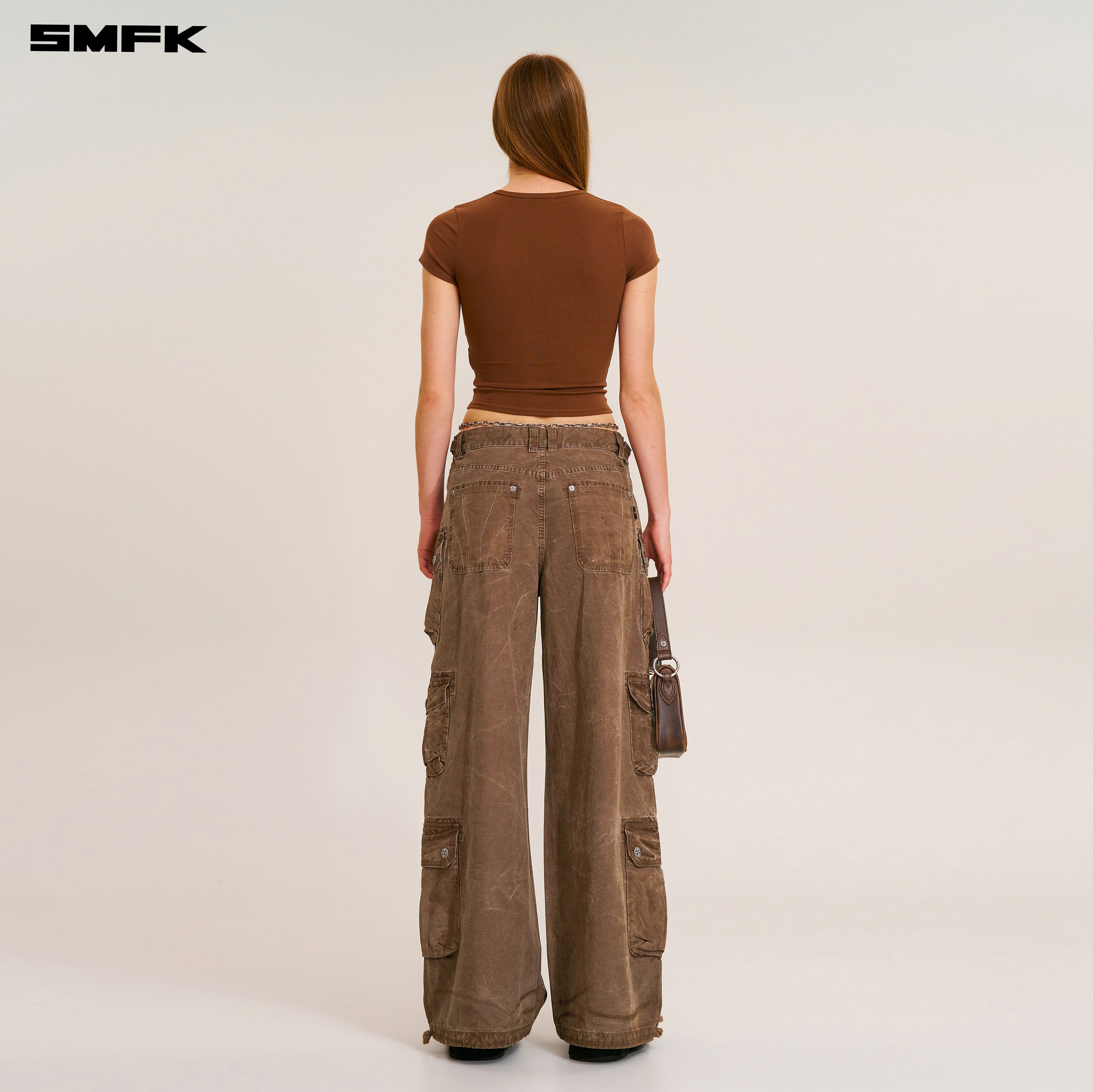 RAGE WILD ORIGIN HANDCRAFT DRIP DYED TOWER CARGO PANTS SHADOW BROWN