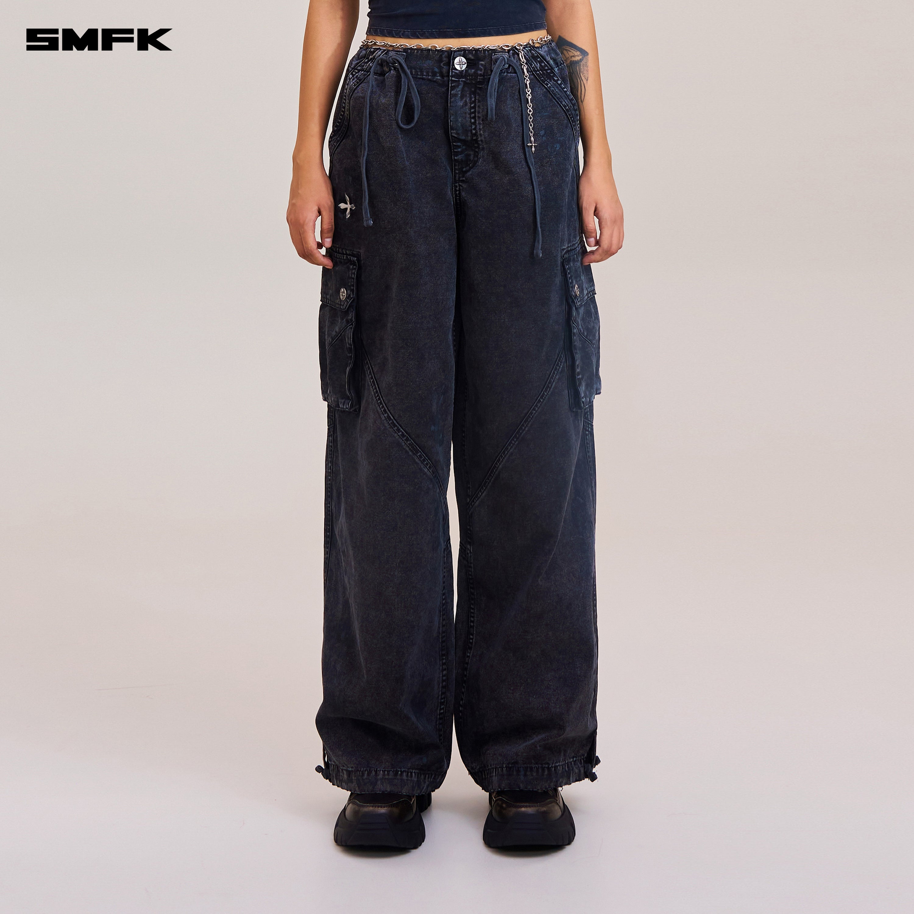 RAGE-WILD ORIGIN HANDCRAFT LOOSE PARA PANTS/GARMENT DYED WILD BLACK