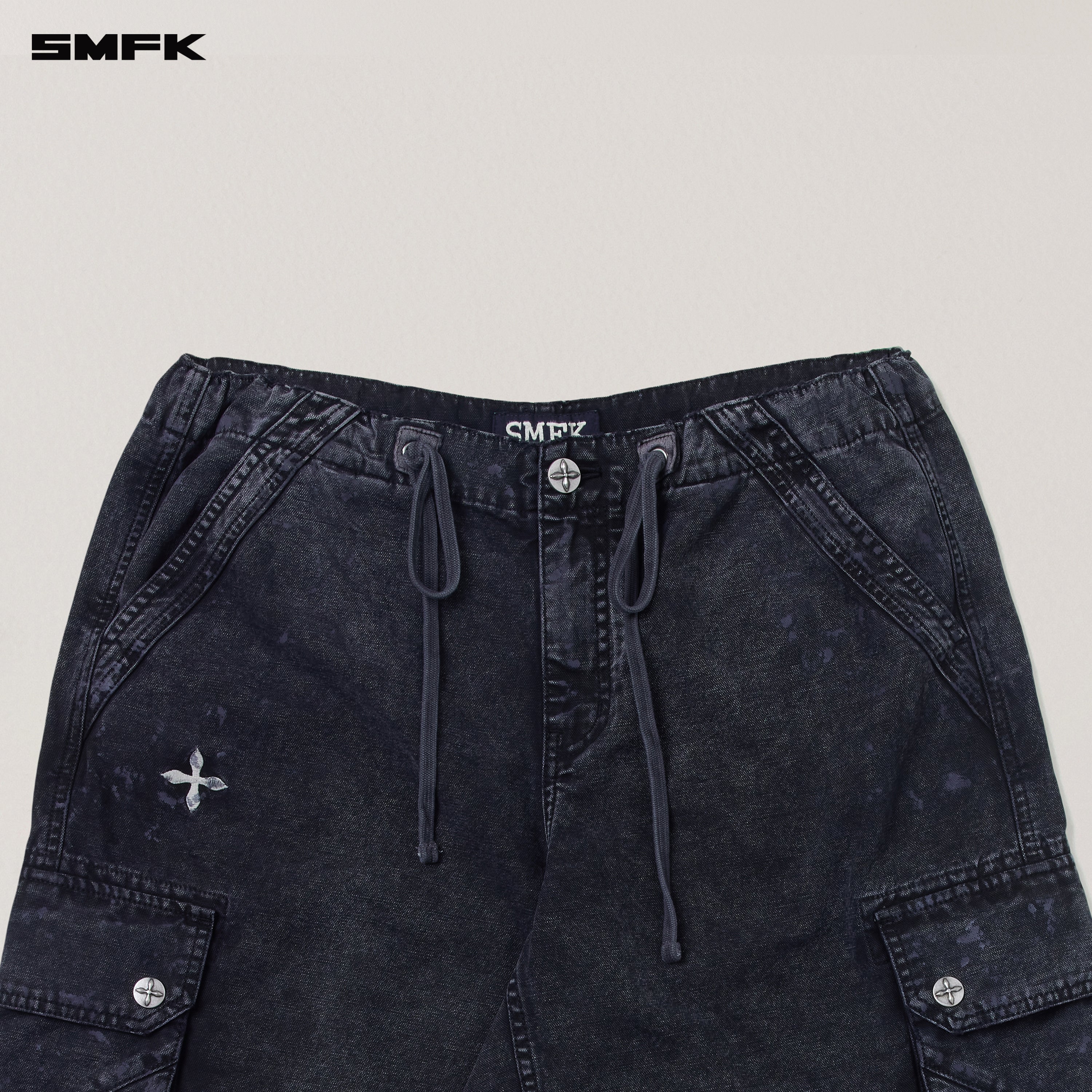 RAGE-WILD ORIGIN HANDCRAFT LOOSE PARA PANTS/GARMENT DYED WILD BLACK