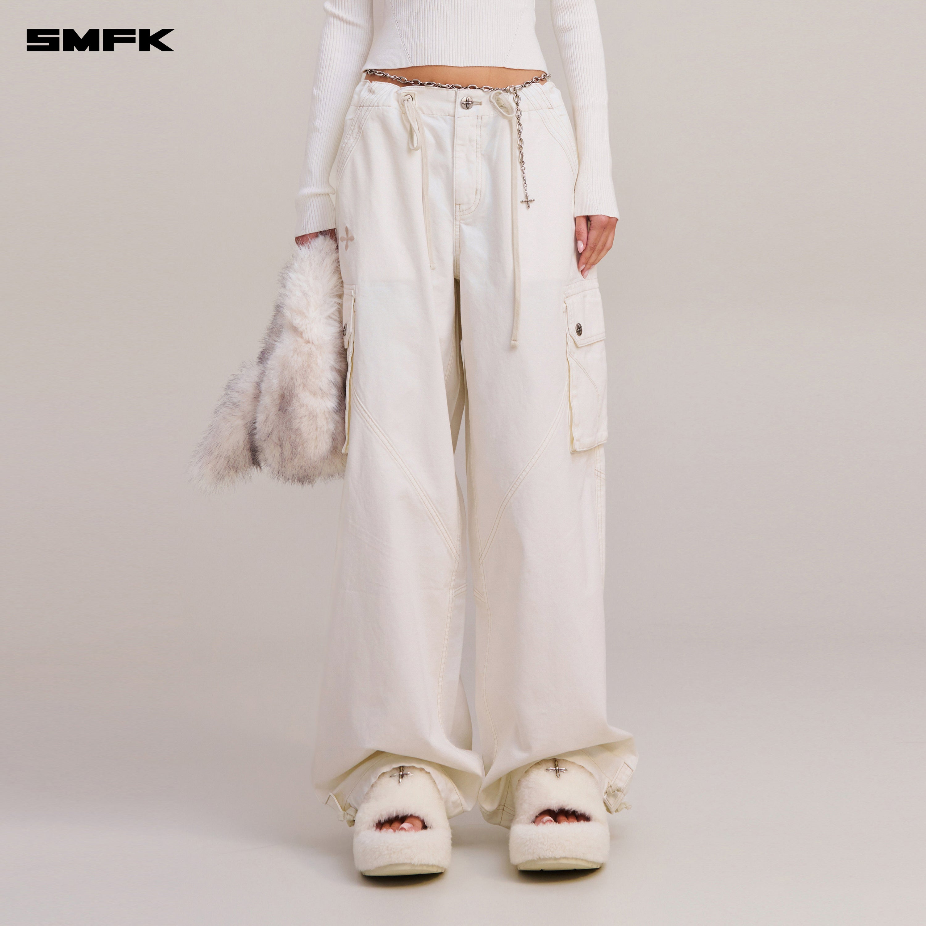 RAGE-WILD ORIGIN HANDCRAFT LOOSE PARA PANTS/GARMENT DYED SNOW MOUNTAIN WHITE