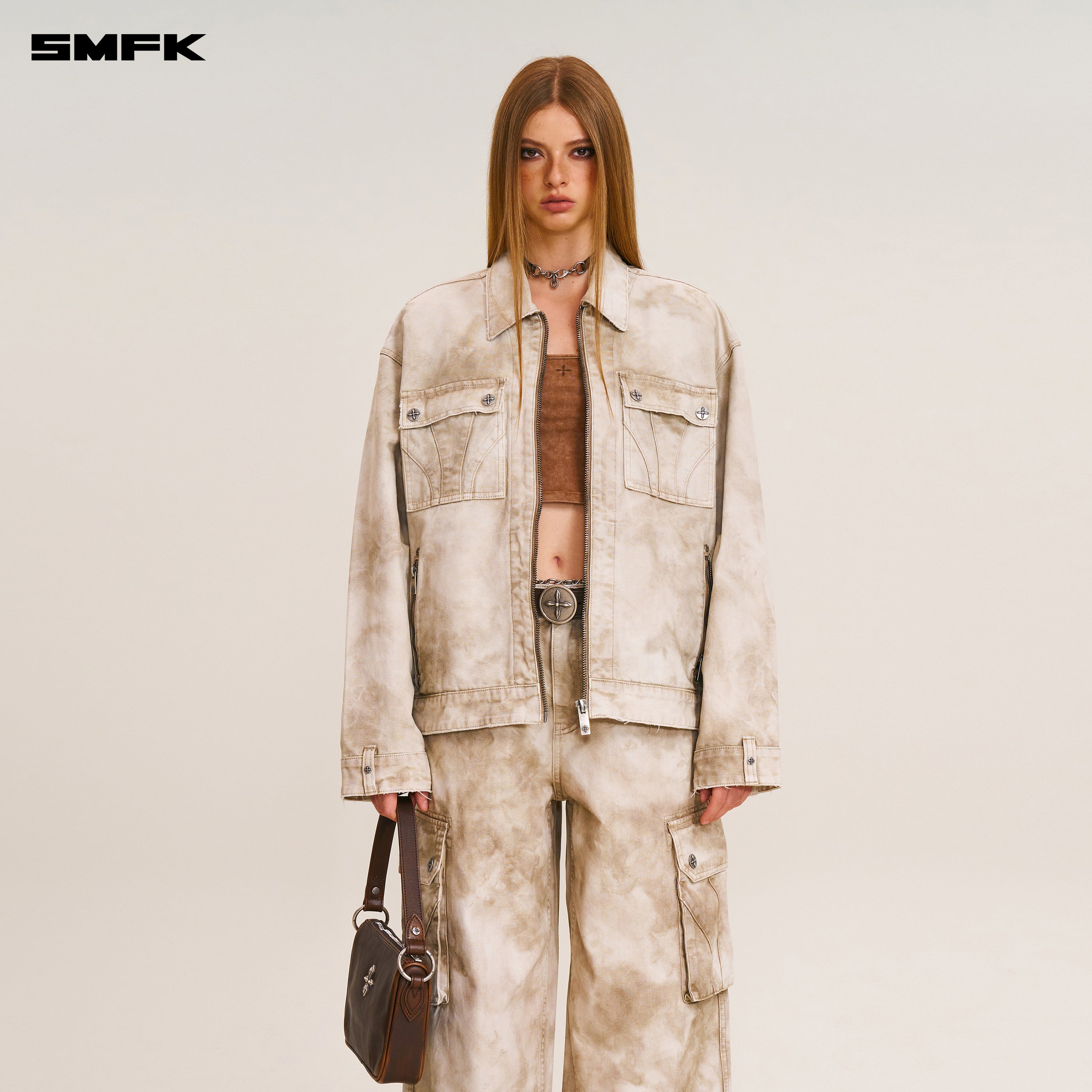 RAGE-WILD ORIGIN HANDCRAFT LOOSE  STRAIGHT CARGO PANTS/GARMENT DYED WILD BROWN