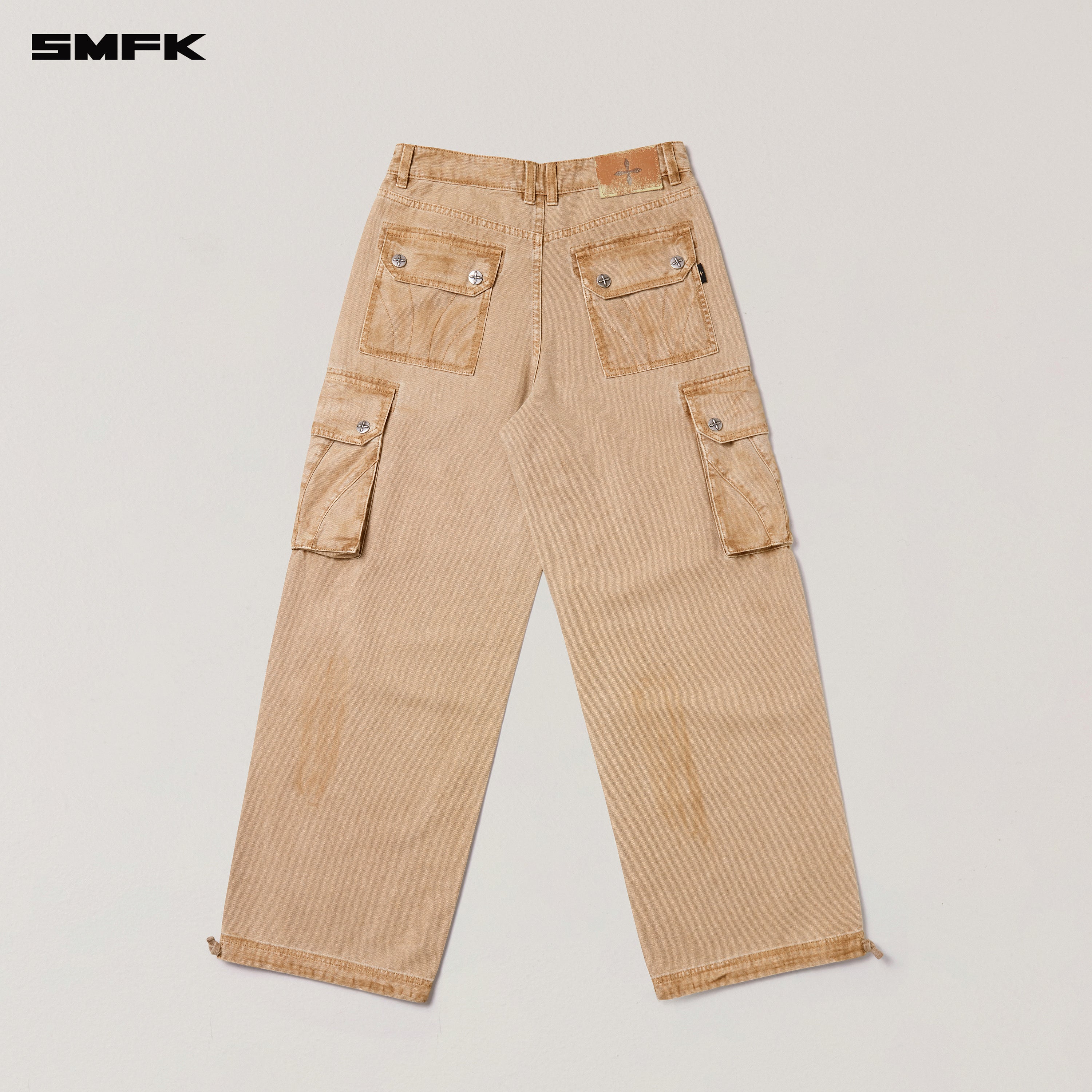 RAGE-WILD ORIGIN HANDCRAFT LOOSE  STRAIGHT CARGO PANTS/GARMENT DYED SAND