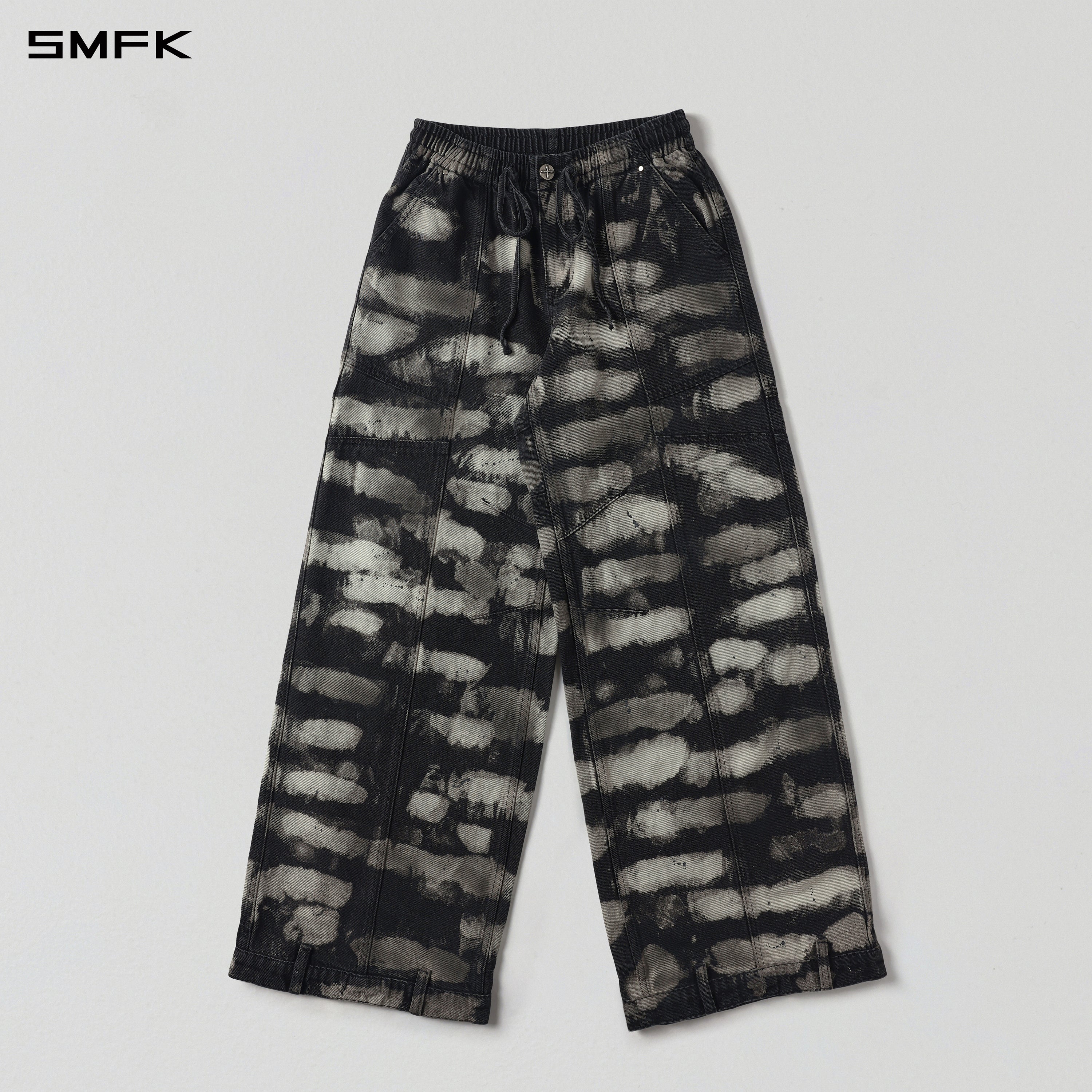 WILD  UPSIDE DOWN DENIM SPORTS PANTS/DENIM ANTIQUE TREATMENT+PAINTING/W INK CAMO