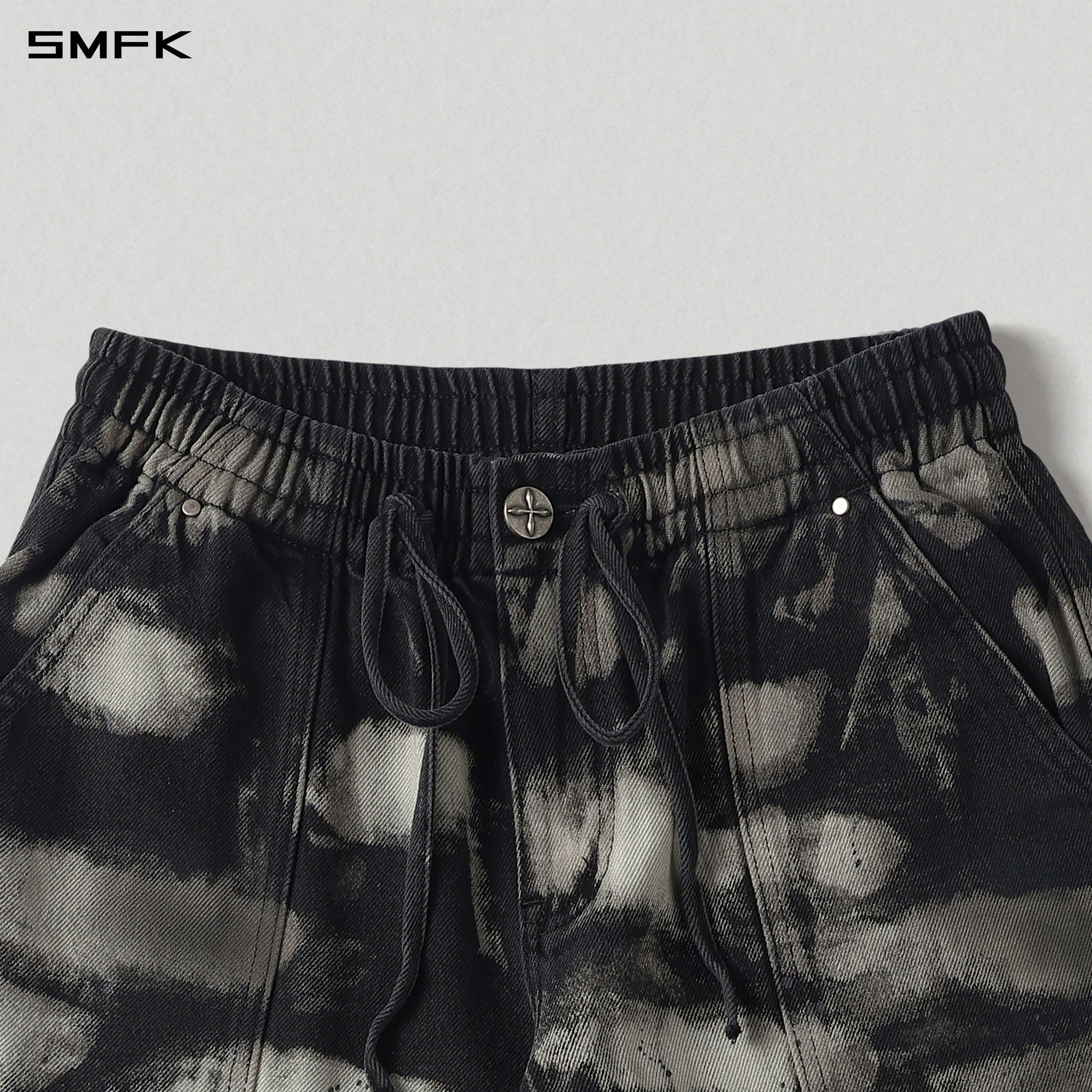WILD  UPSIDE DOWN DENIM SPORTS PANTS/DENIM ANTIQUE TREATMENT+PAINTING/W INK CAMO
