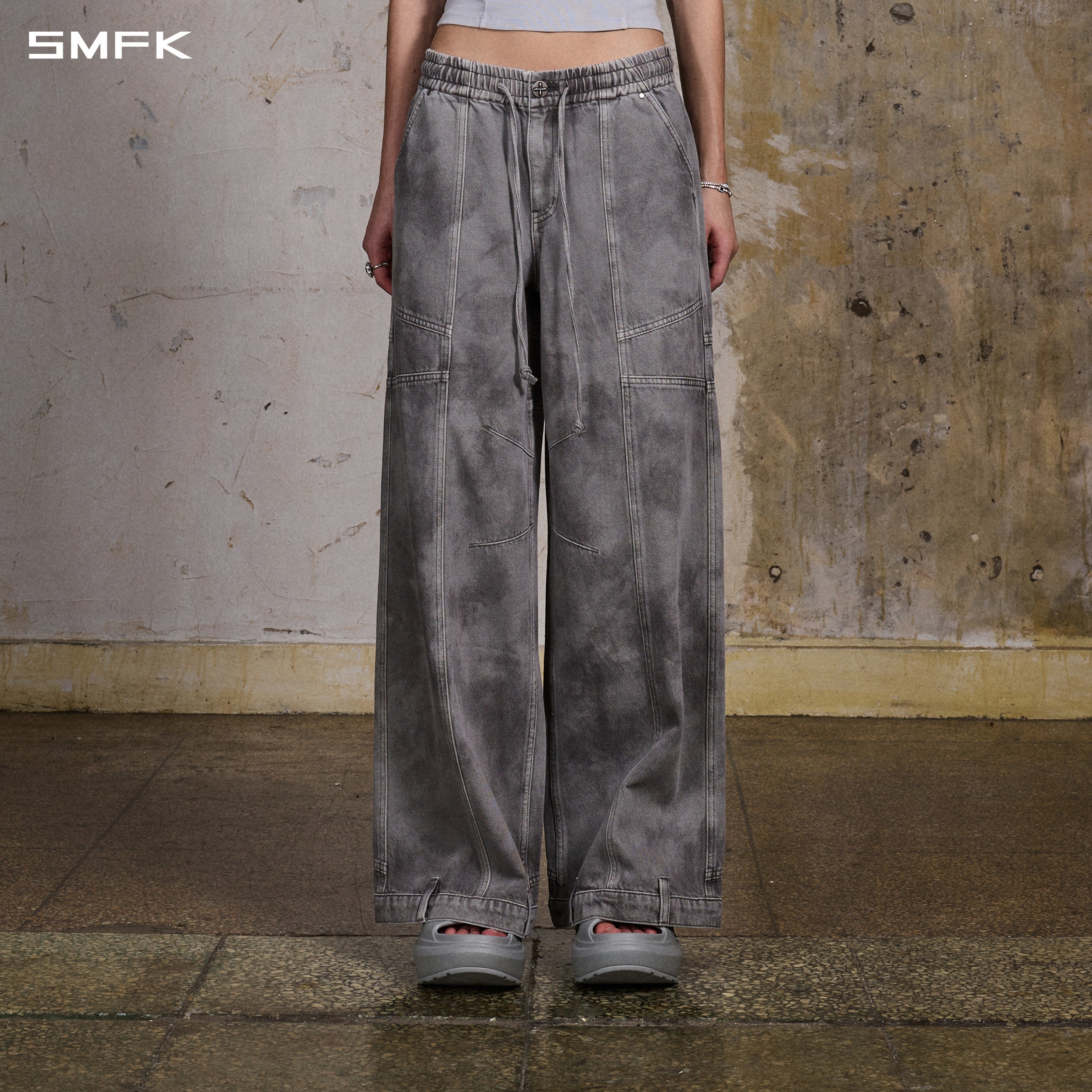 WILD  UPSIDE DOWN DENIM SPORTS PANTS/DENIM ANTIQUE TREATMENT/W MIRAGE GREY