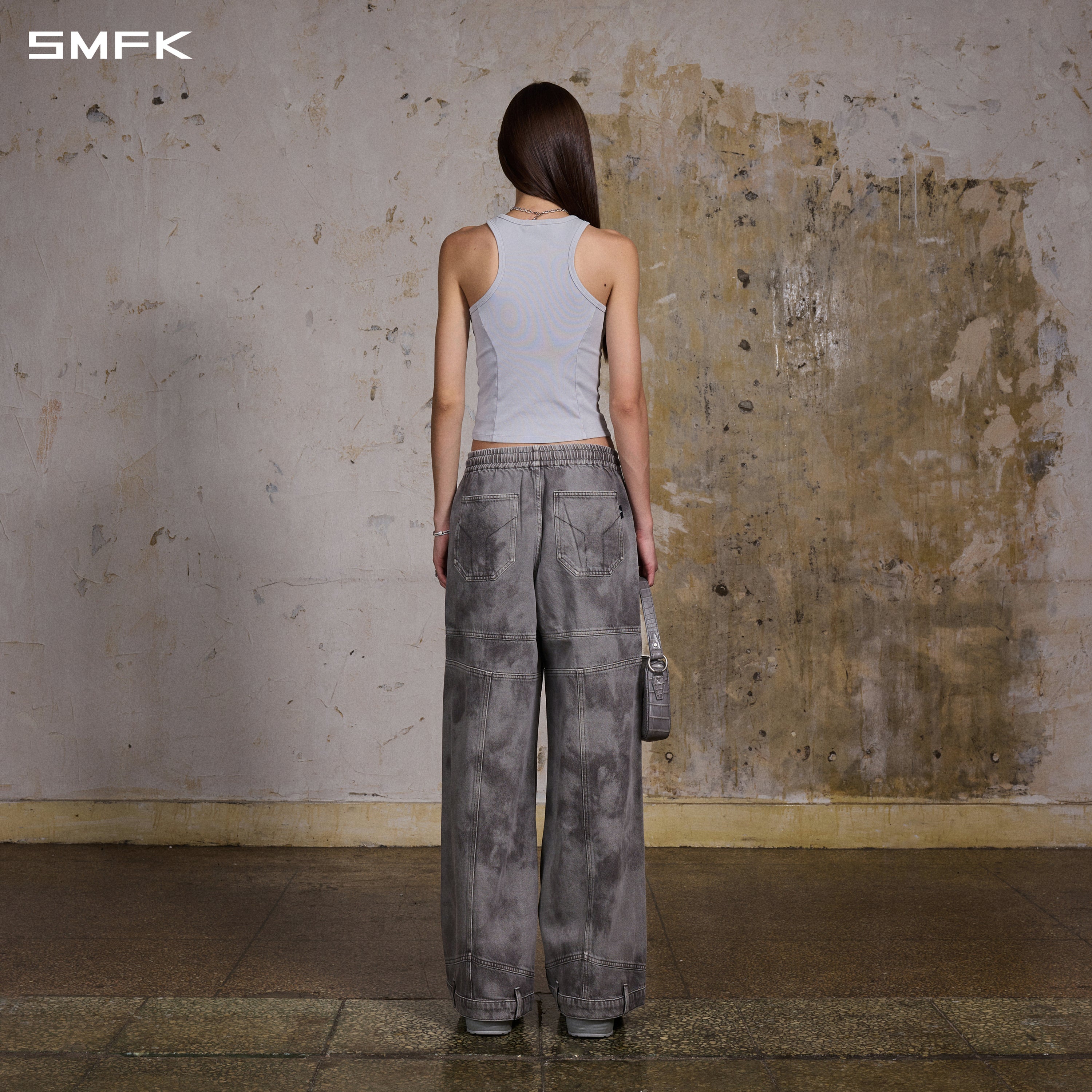 WILD  UPSIDE DOWN DENIM SPORTS PANTS/DENIM ANTIQUE TREATMENT/W MIRAGE GREY