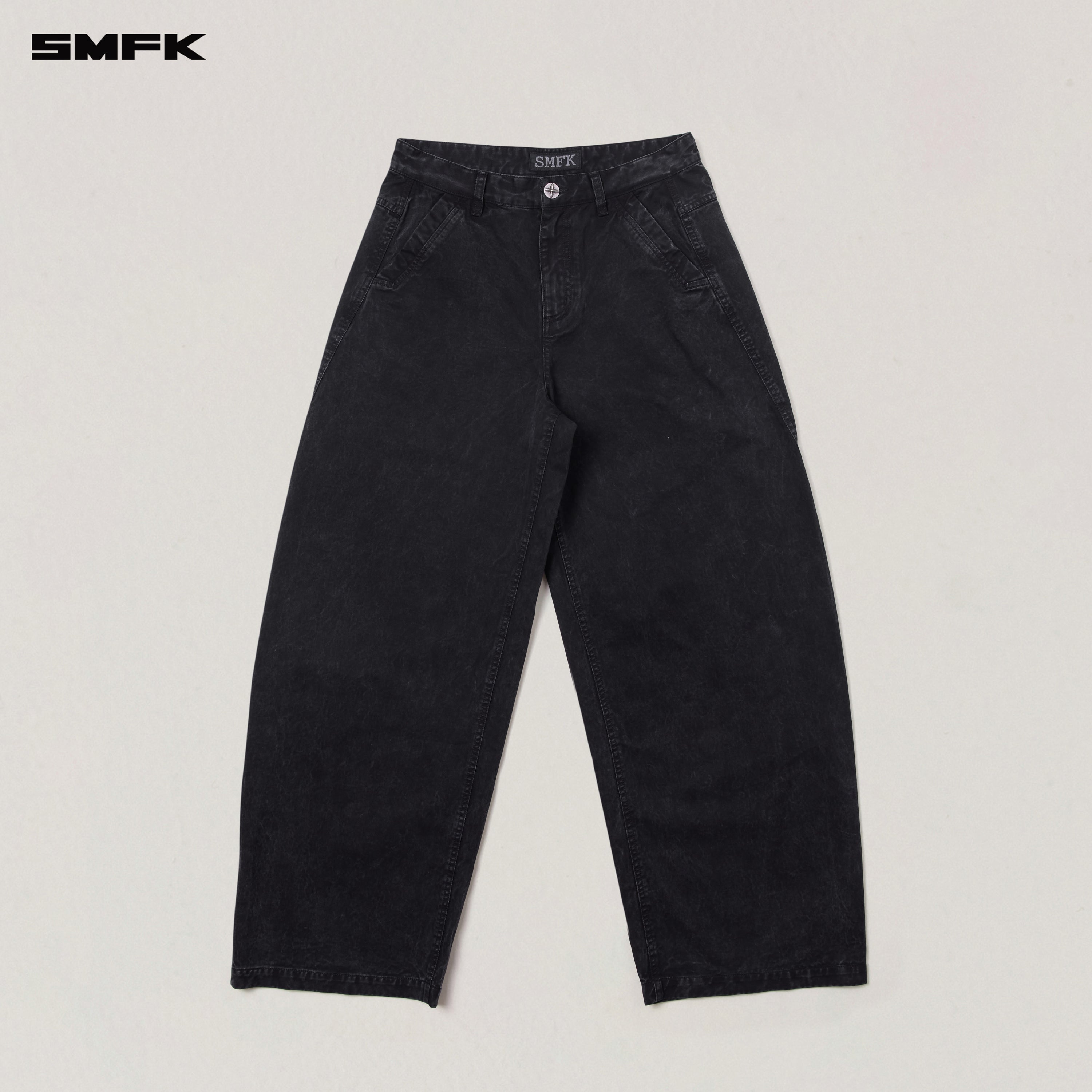 VINTAGE-STORM SPIRAL ARC CARGO PANTS/FADE DYE WILD BLACK