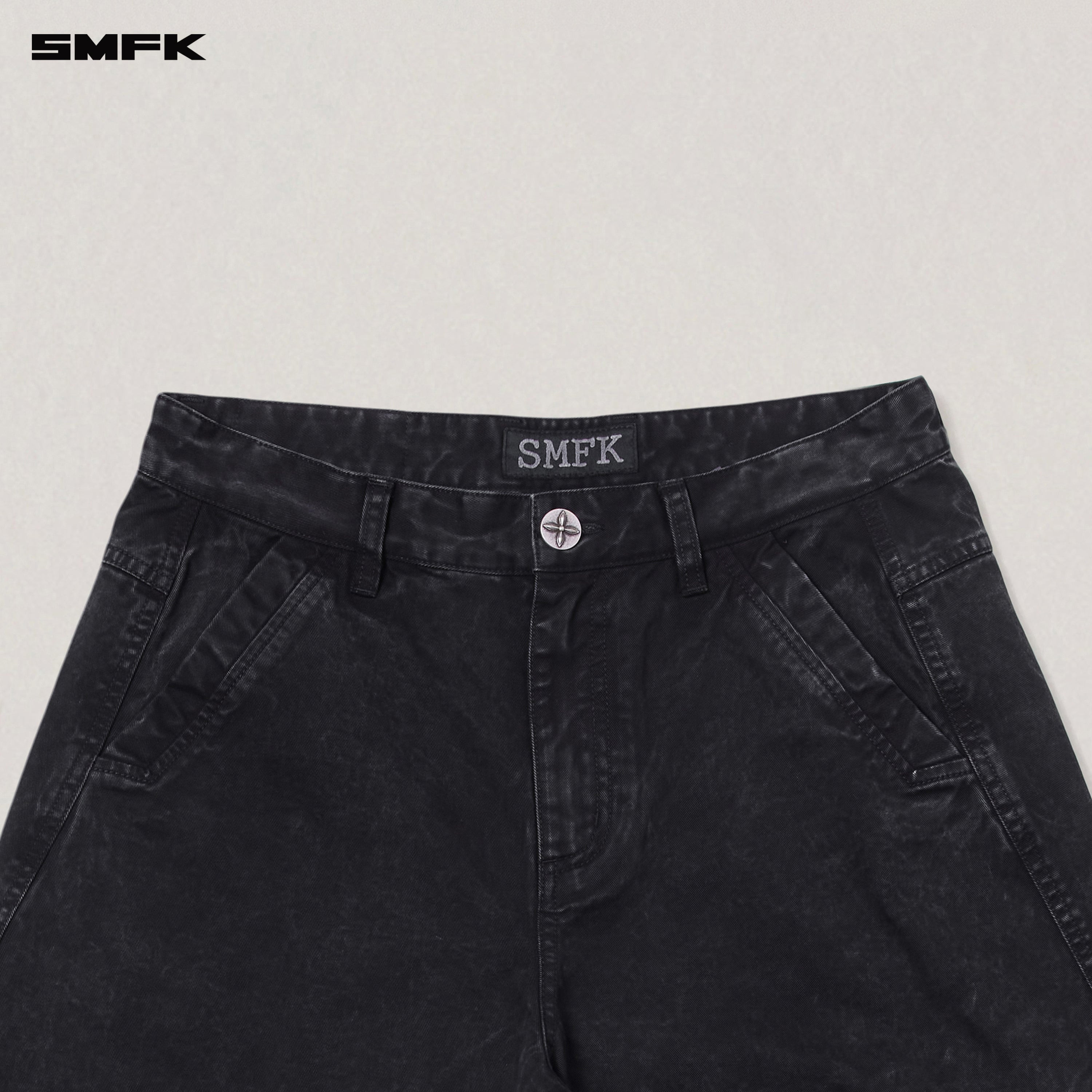 VINTAGE-STORM SPIRAL ARC CARGO PANTS/FADE DYE WILD BLACK