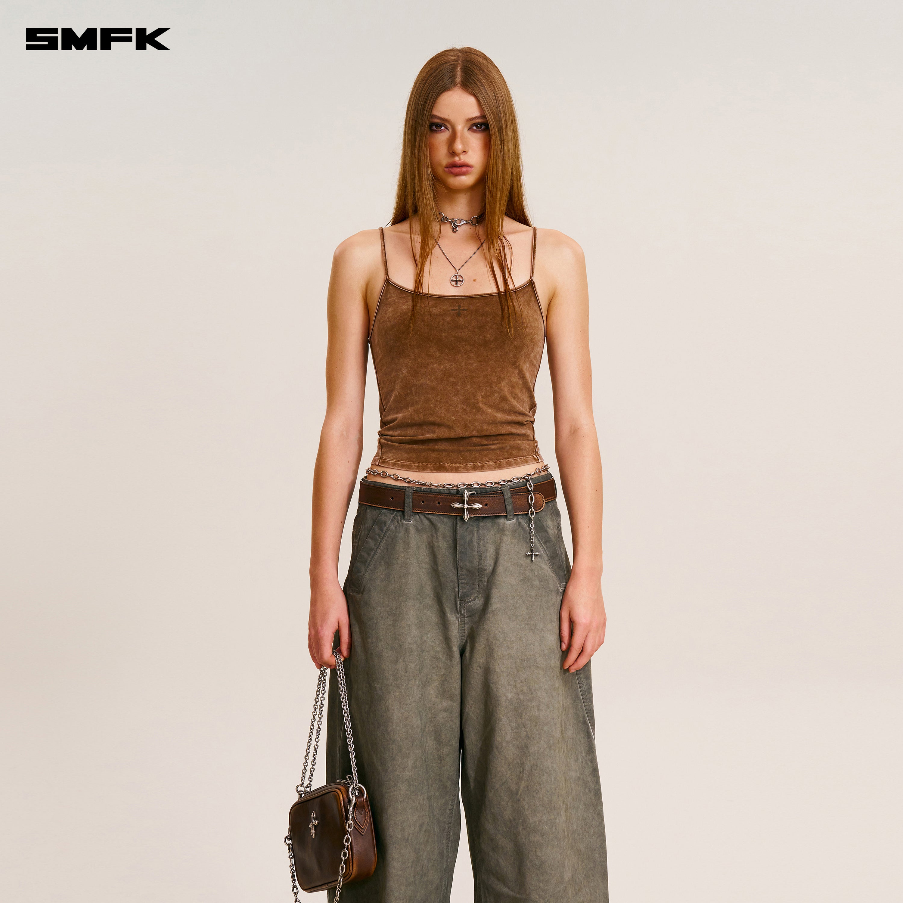 VINTAGE-STORM SPIRAL ARC CARGO PANTS/FADE DYE WILD BROWN