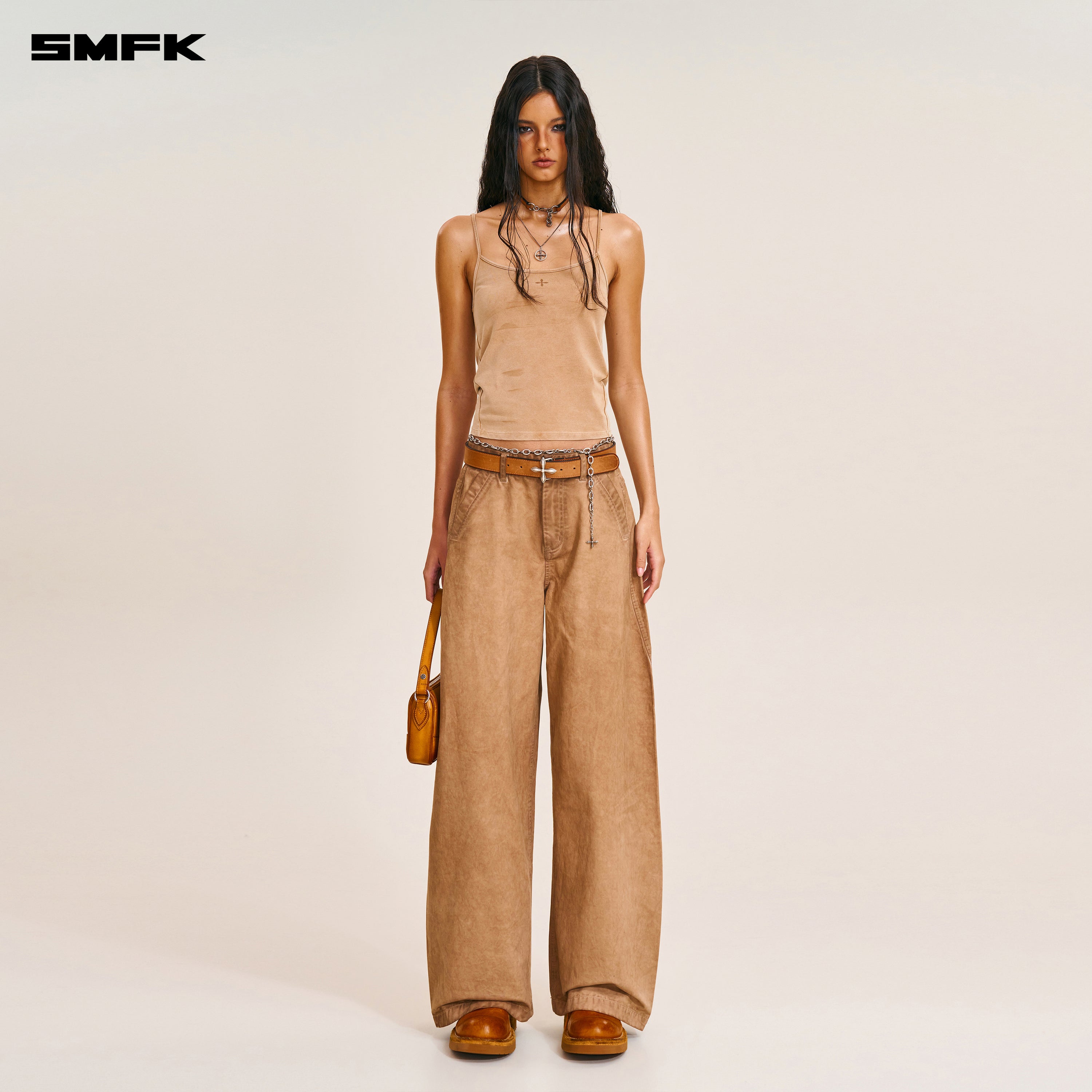 VINTAGE-STORM SPIRAL ARC CARGO PANTS/FADE DYE FADING DESERT