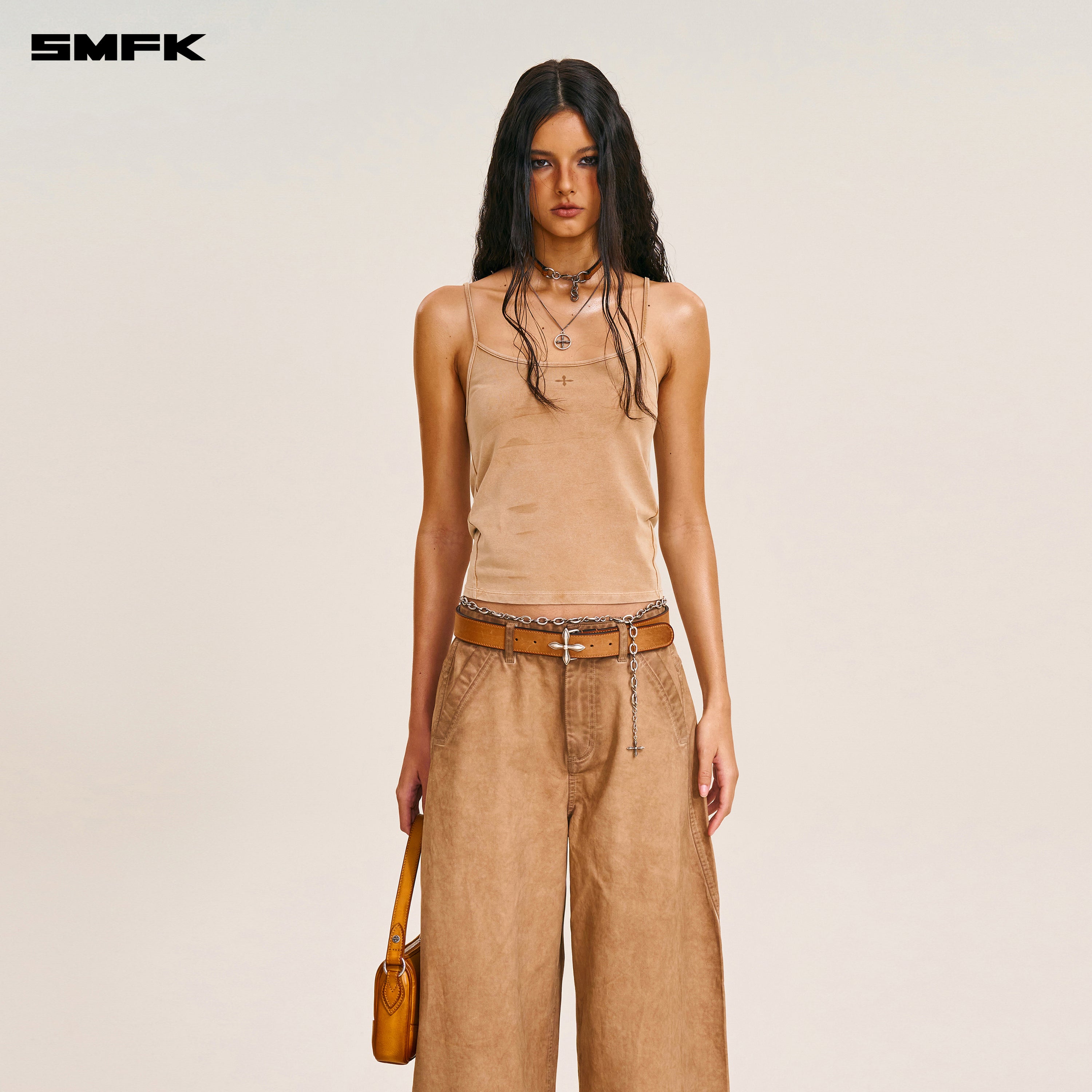 VINTAGE-STORM SPIRAL ARC CARGO PANTS/FADE DYE FADING DESERT