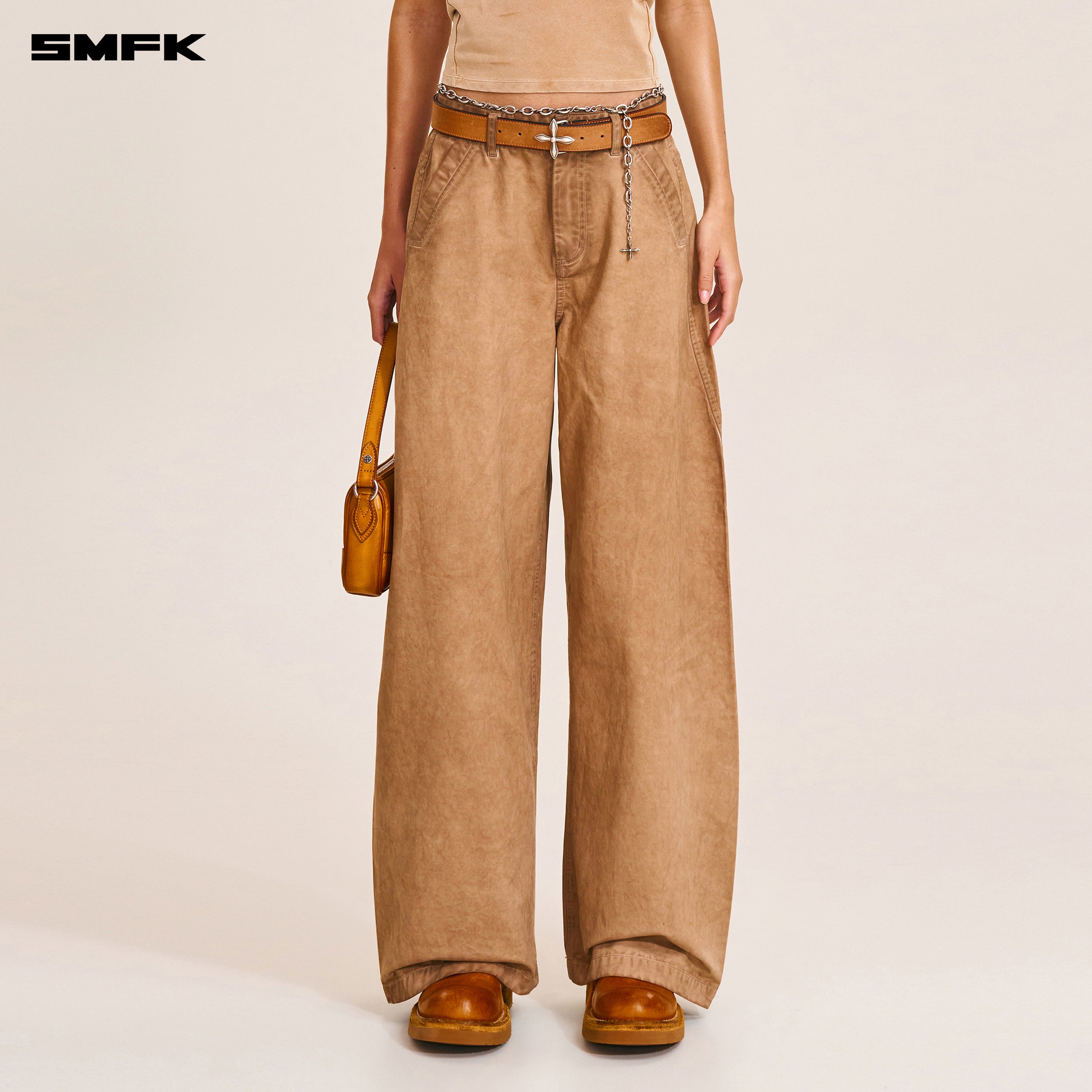 VINTAGE-STORM SPIRAL ARC CARGO PANTS/FADE DYE FADING DESERT