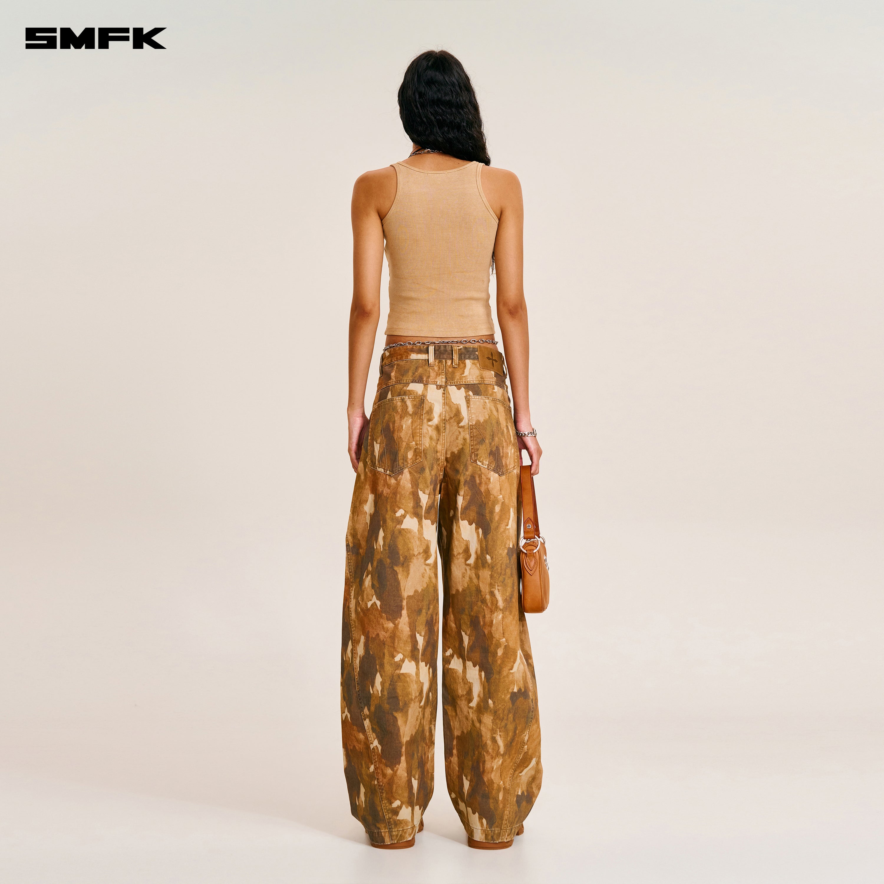 VINTAGE-STORM SPIRAL ARC CARGO PANTS/FADE DYE INK CAMO