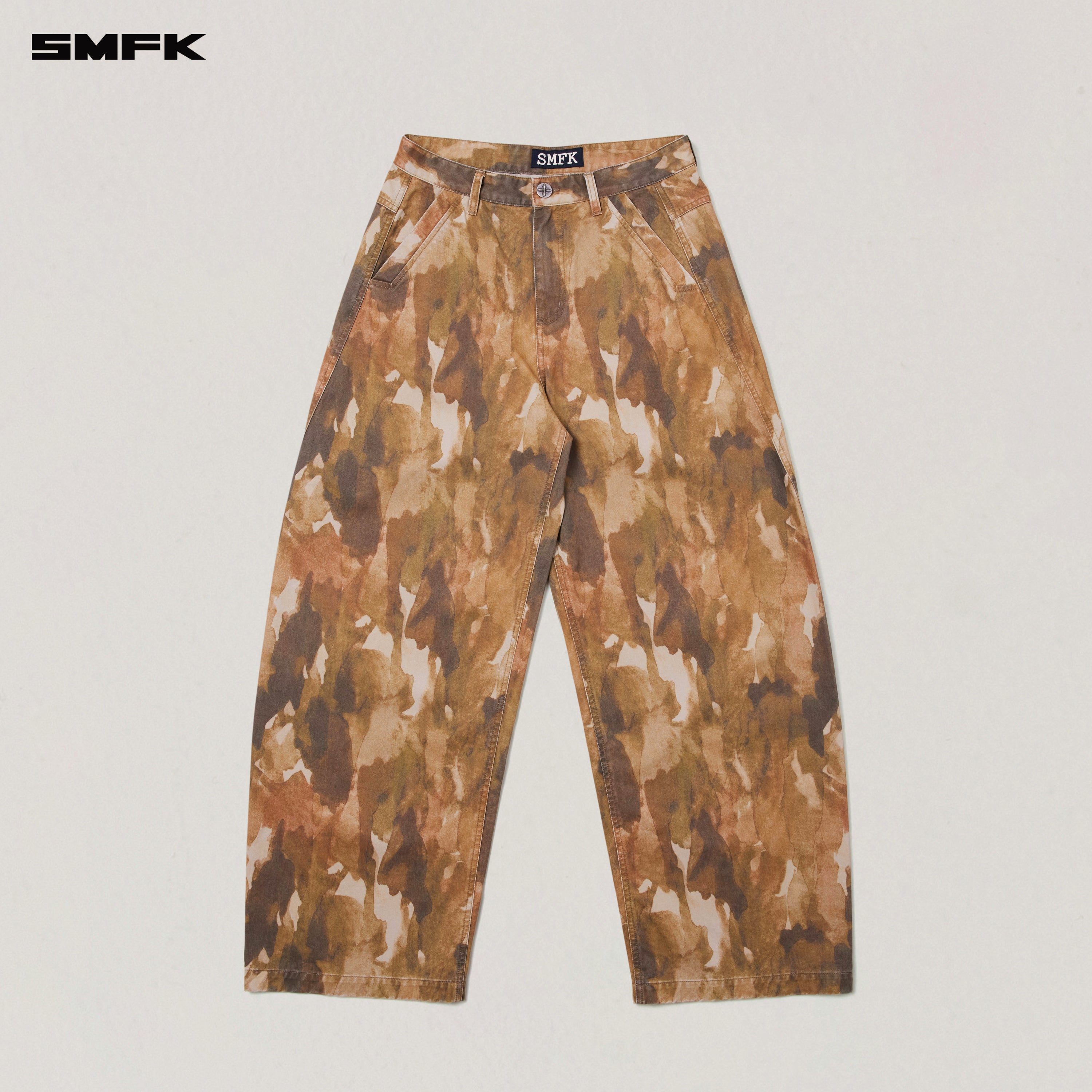 VINTAGE-STORM SPIRAL ARC CARGO PANTS/FADE DYE INK CAMO