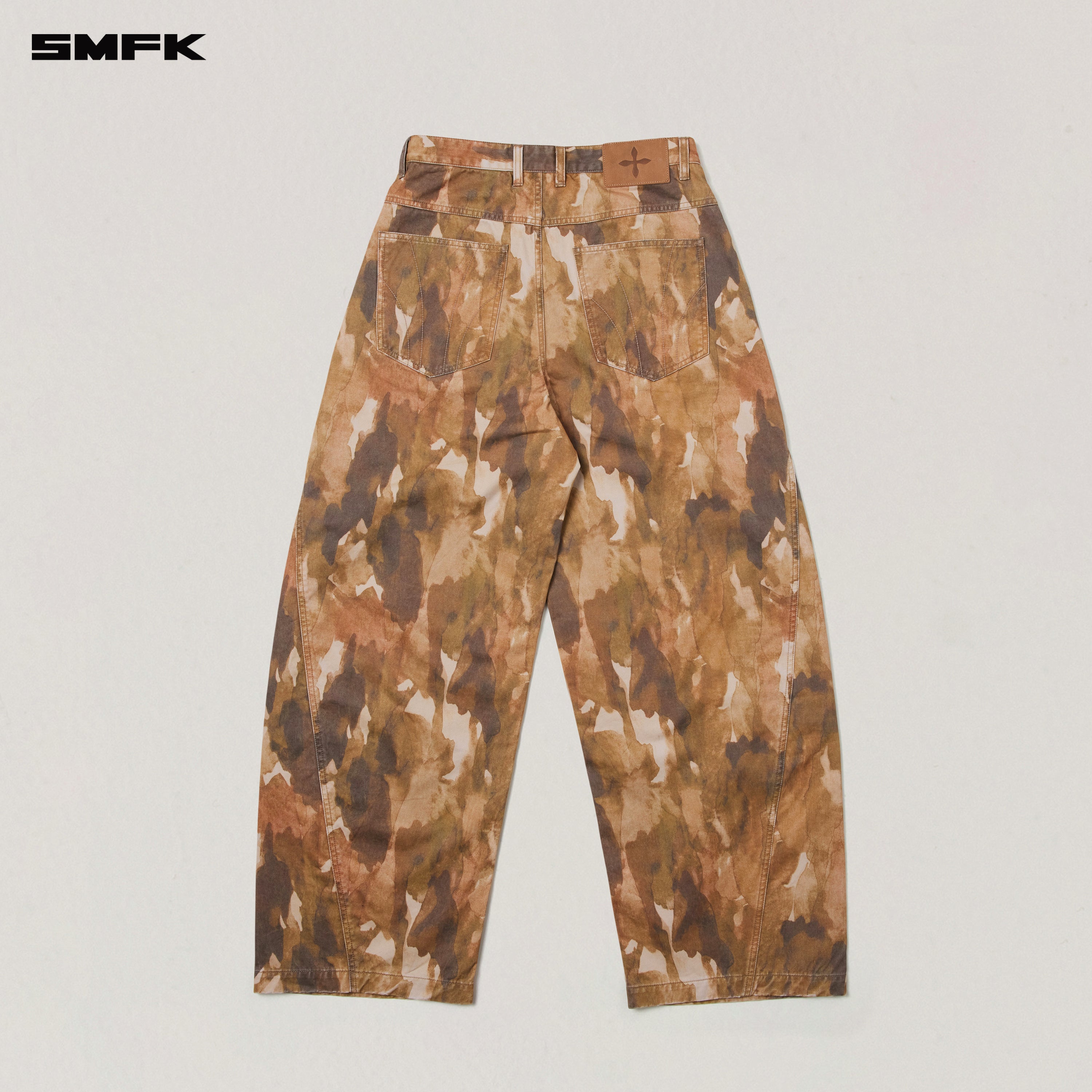 VINTAGE-STORM SPIRAL ARC CARGO PANTS/FADE DYE INK CAMO