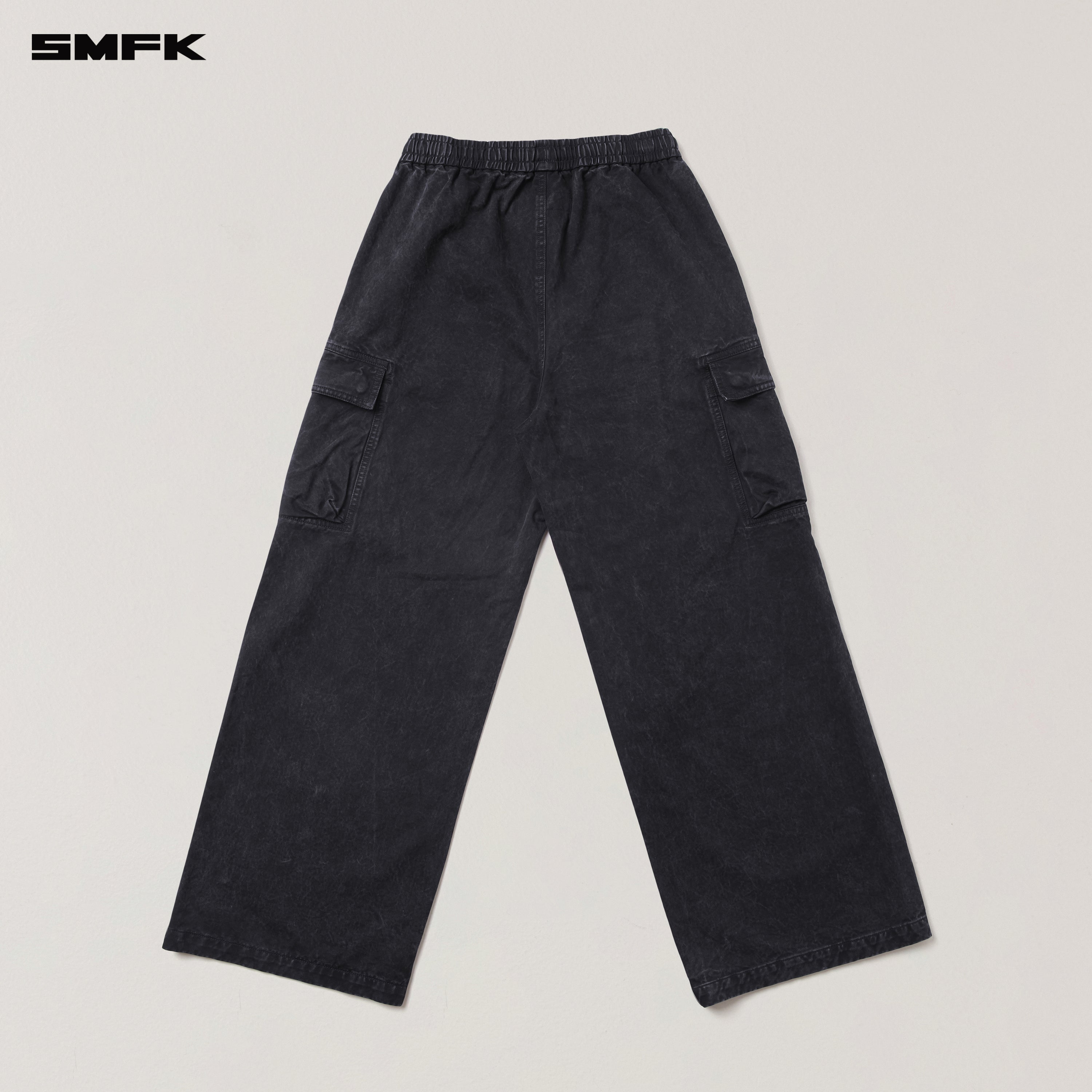 VINTAGE-STORM LOOSE SPORTS CARGO PANTS/FADE DYE WILD BLACK