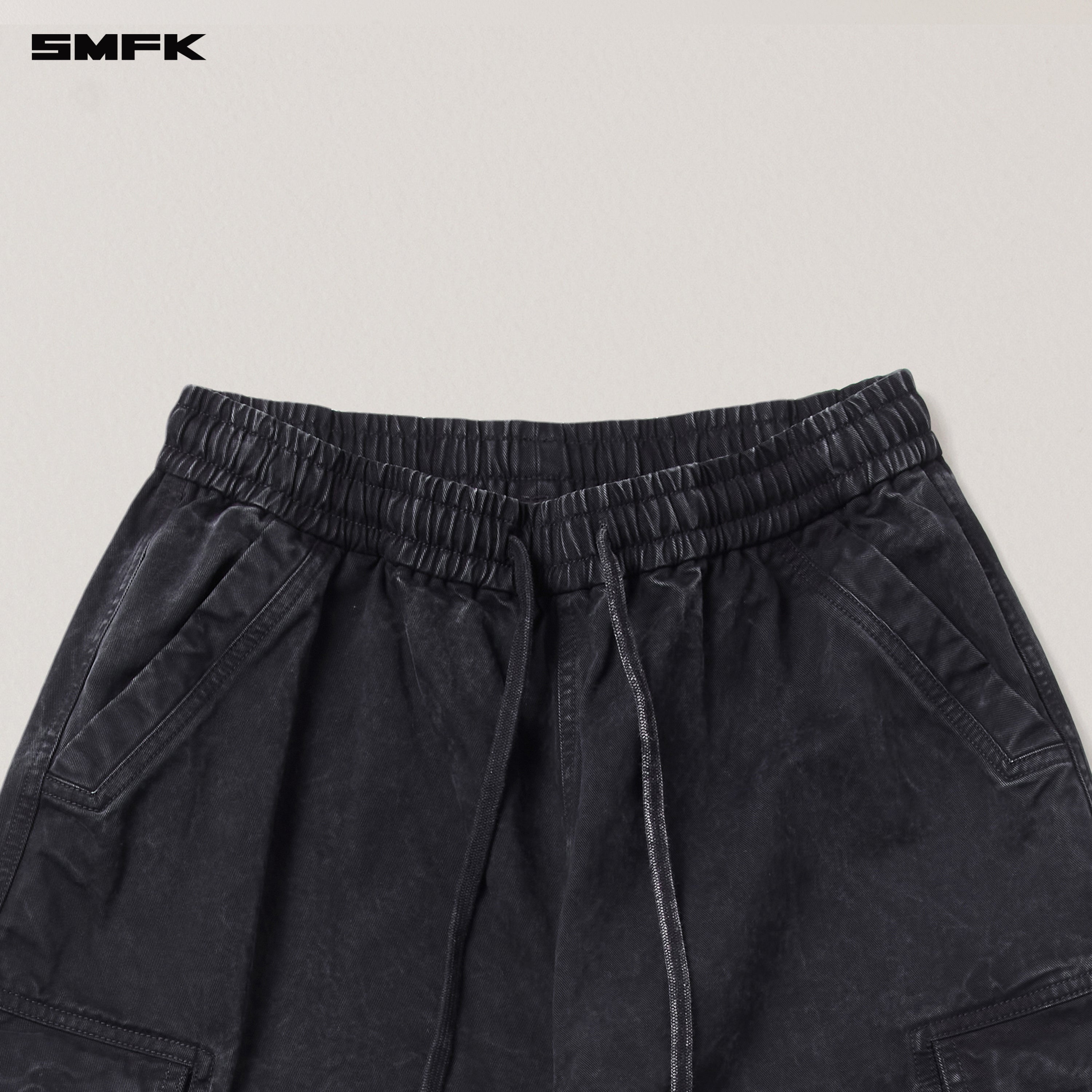 VINTAGE-STORM LOOSE SPORTS CARGO PANTS/FADE DYE WILD BLACK