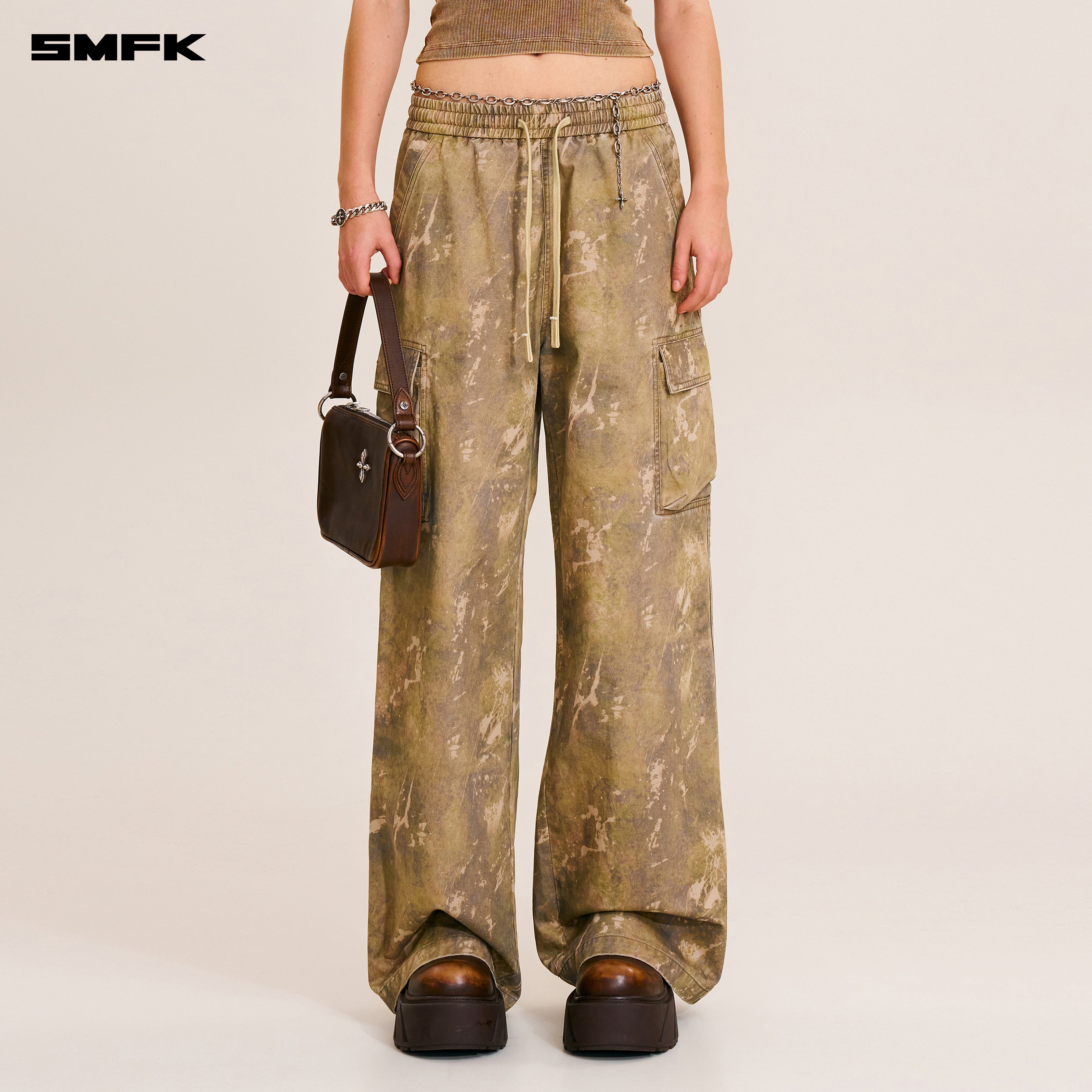 VINTAGE-STORM LOOSE SPORTS CARGO PANTS/FADE DYE HURRICANE