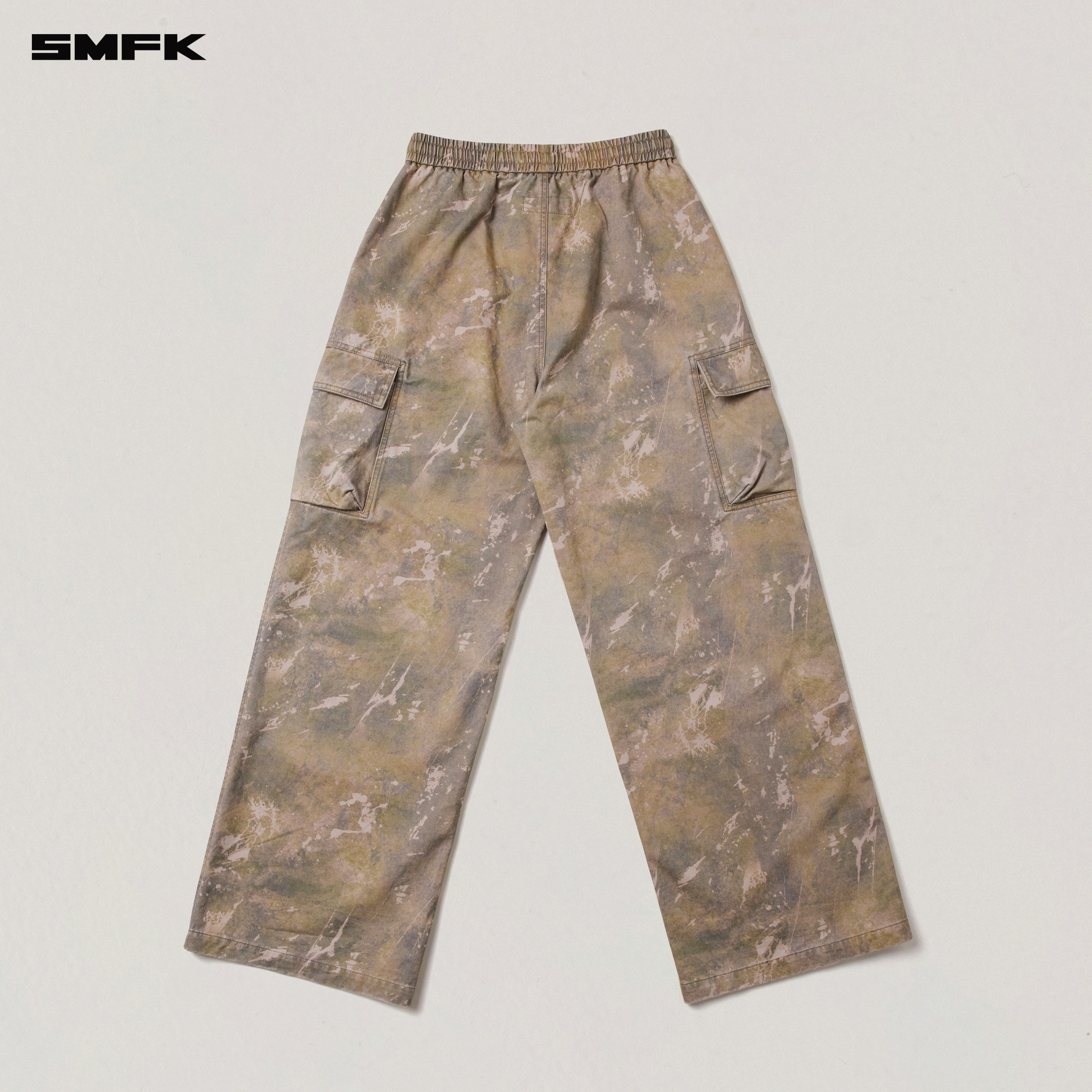 VINTAGE-STORM LOOSE SPORTS CARGO PANTS/FADE DYE HURRICANE CAMOUFLAGE