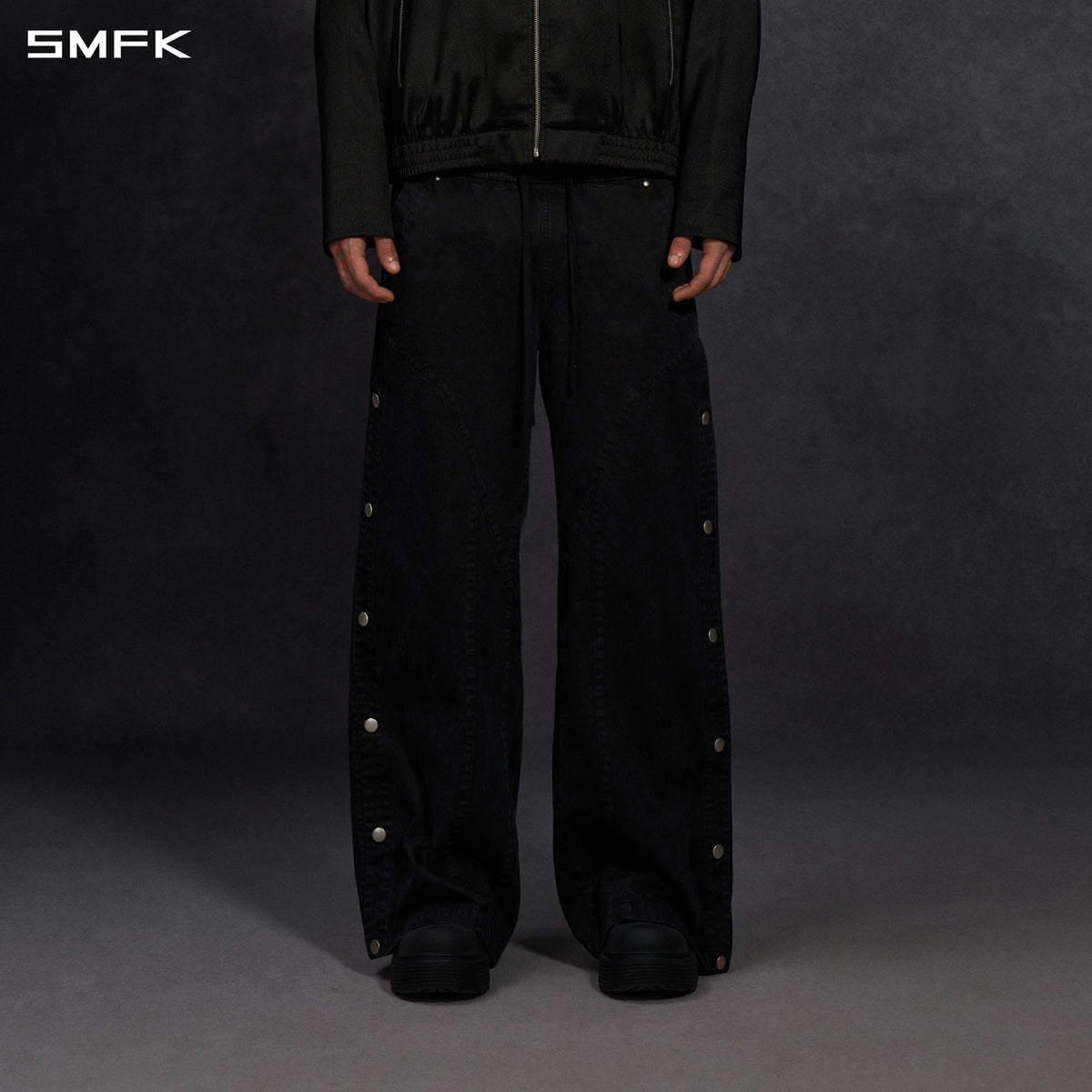 MIRAGE SIREN COLD DYE LOOSE BASKETBALL SPORTS CARGO PANTS/COTTON+GARMENT DYE/U WILD BLACK