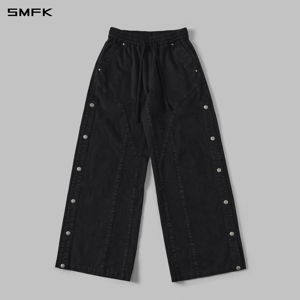 MIRAGE SIREN COLD DYE LOOSE BASKETBALL SPORTS CARGO PANTS/COTTON+GARMENT DYE/U WILD BLACK