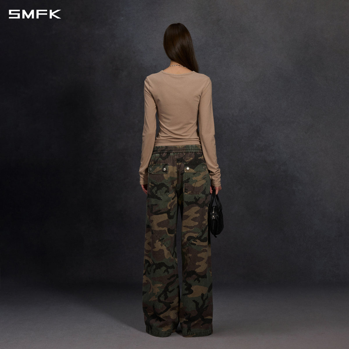 MIRAGE SIREN COLD DYE LOOSE SPORTS CARGO PANTS/COTTON+GARMENT DYE/U GREEN CAMOUFLAGE