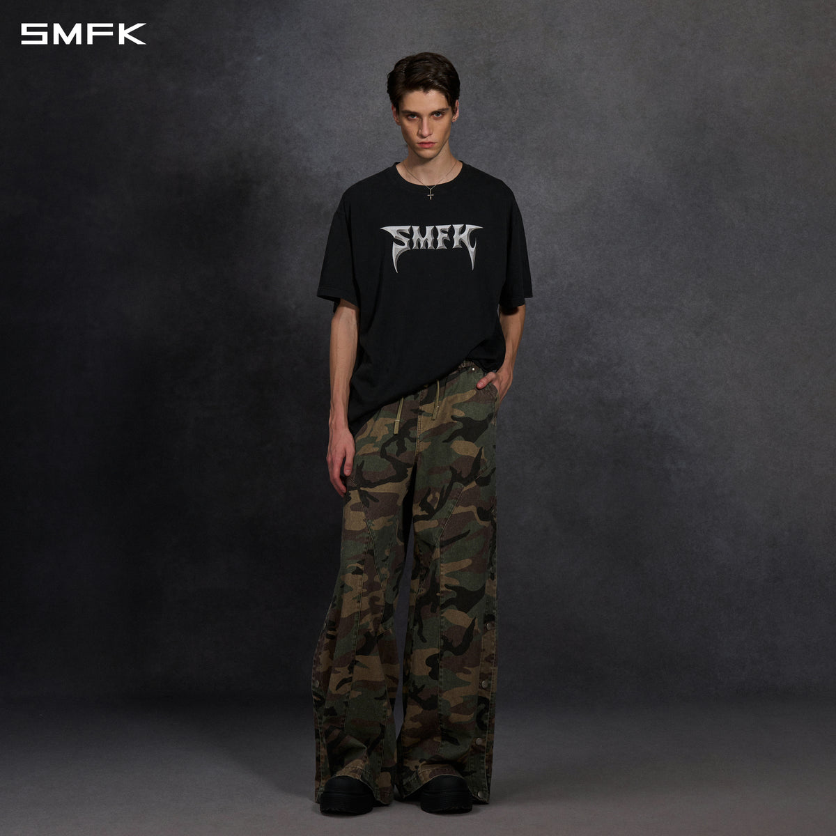 MIRAGE SIREN COLD DYE LOOSE SPORTS CARGO PANTS/COTTON+GARMENT DYE/U GREEN CAMOUFLAGE