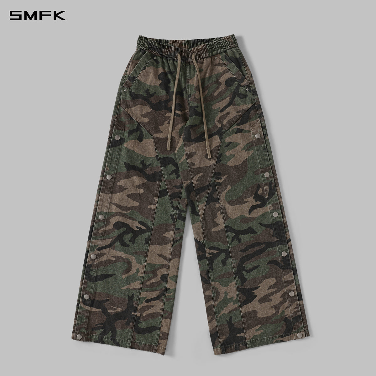 MIRAGE SIREN COLD DYE LOOSE SPORTS CARGO PANTS/COTTON+GARMENT DYE/U GREEN CAMOUFLAGE